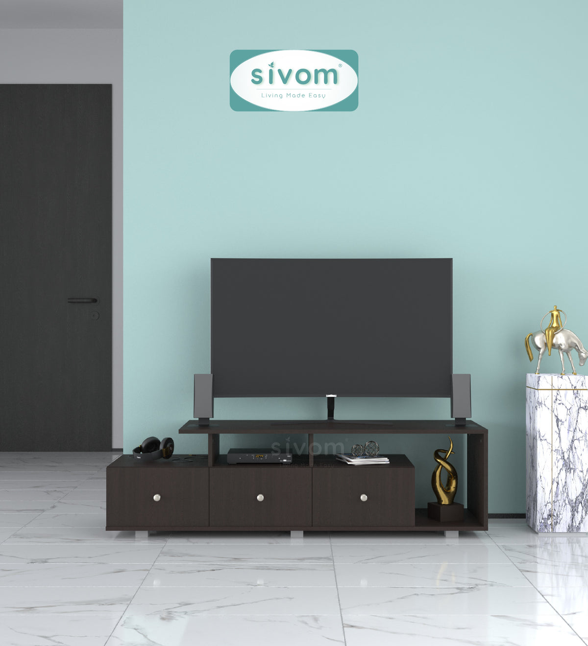 Sivom furniture SIVOM Livid Multipurpose TV Unit fits upto 43 inch with Storage Engineered Wood TV Entertainment Unit for Modern Homes | Elegant Design & Premium Finish