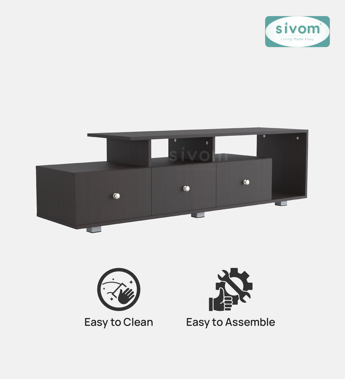 Sivom furniture SIVOM Livid Multipurpose TV Unit fits upto 43 inch with Storage Engineered Wood TV Entertainment Unit for Modern Homes | Elegant Design & Premium Finish