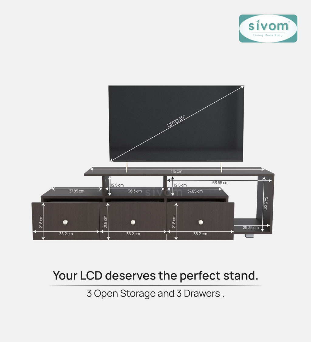 Sivom furniture SIVOM Livid Multipurpose TV Unit fits upto 43 inch with Storage Engineered Wood TV Entertainment Unit for Modern Homes | Elegant Design & Premium Finish