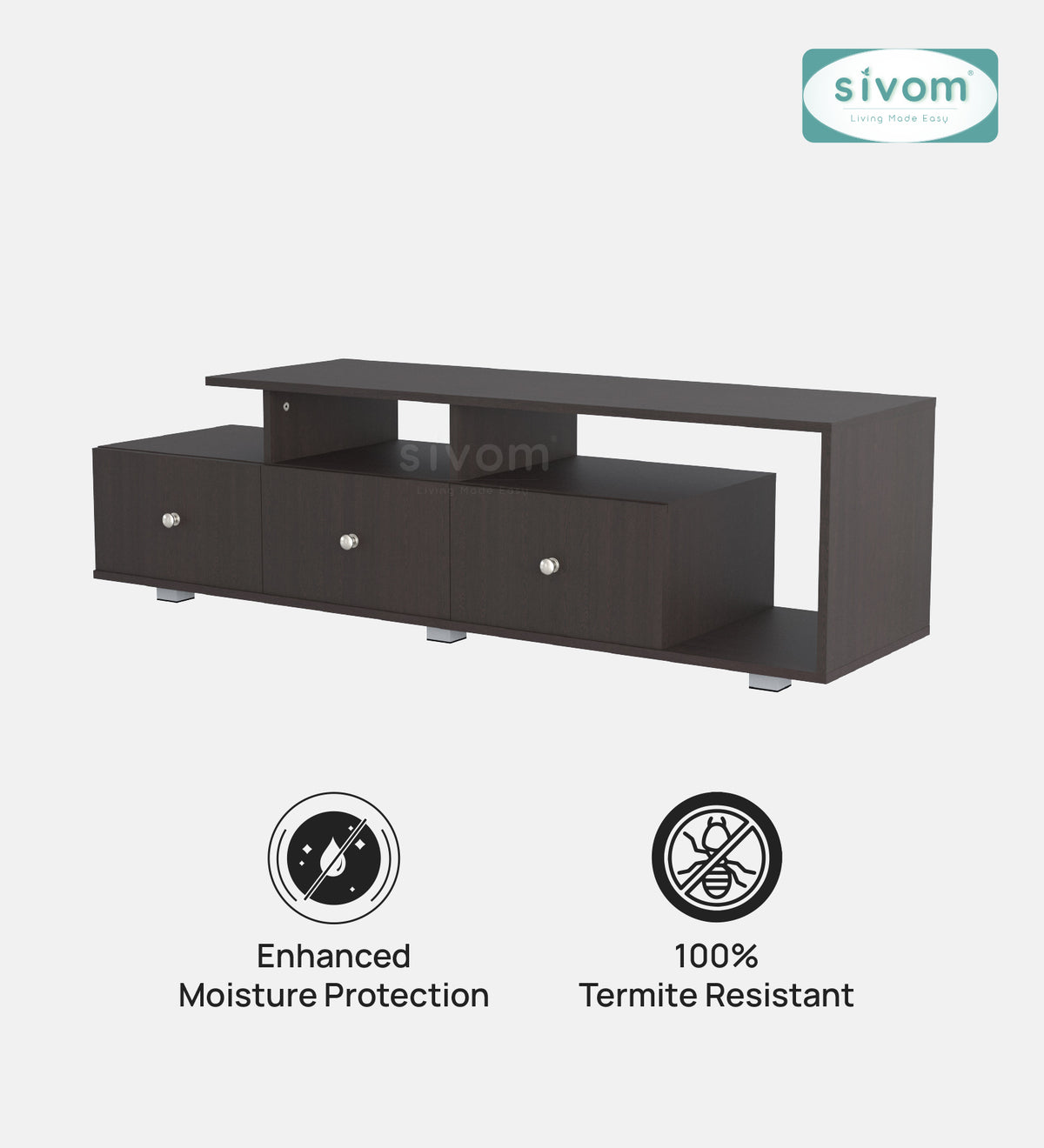 Sivom furniture SIVOM Livid Multipurpose TV Unit fits upto 43 inch with Storage Engineered Wood TV Entertainment Unit for Modern Homes | Elegant Design & Premium Finish