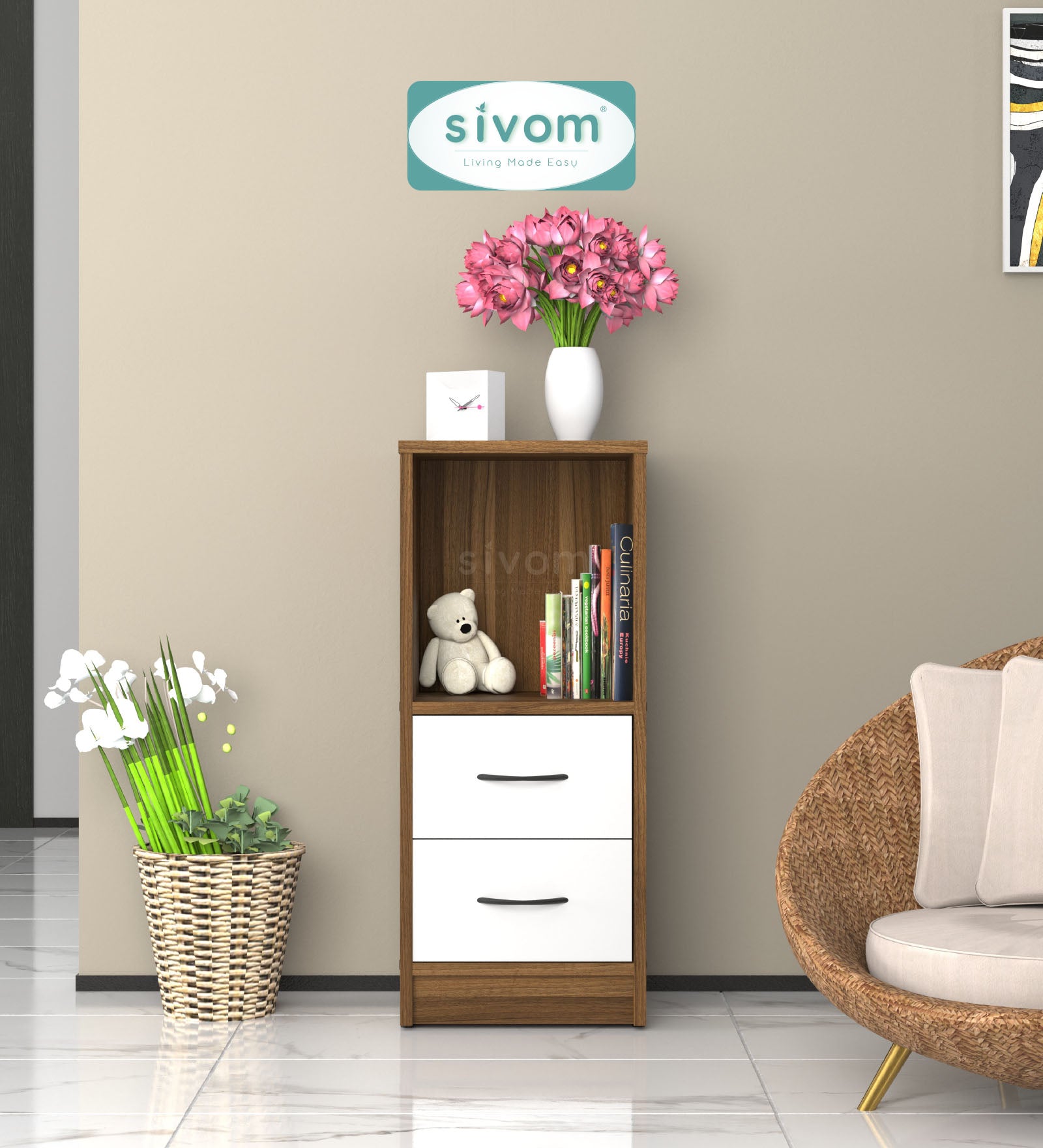 Sivom SIVOM Livi Multipurpose Storage Unit/ Engineered Wood Free Standing Cabinet for Modern Homes | Elegant Design & Premium Finish