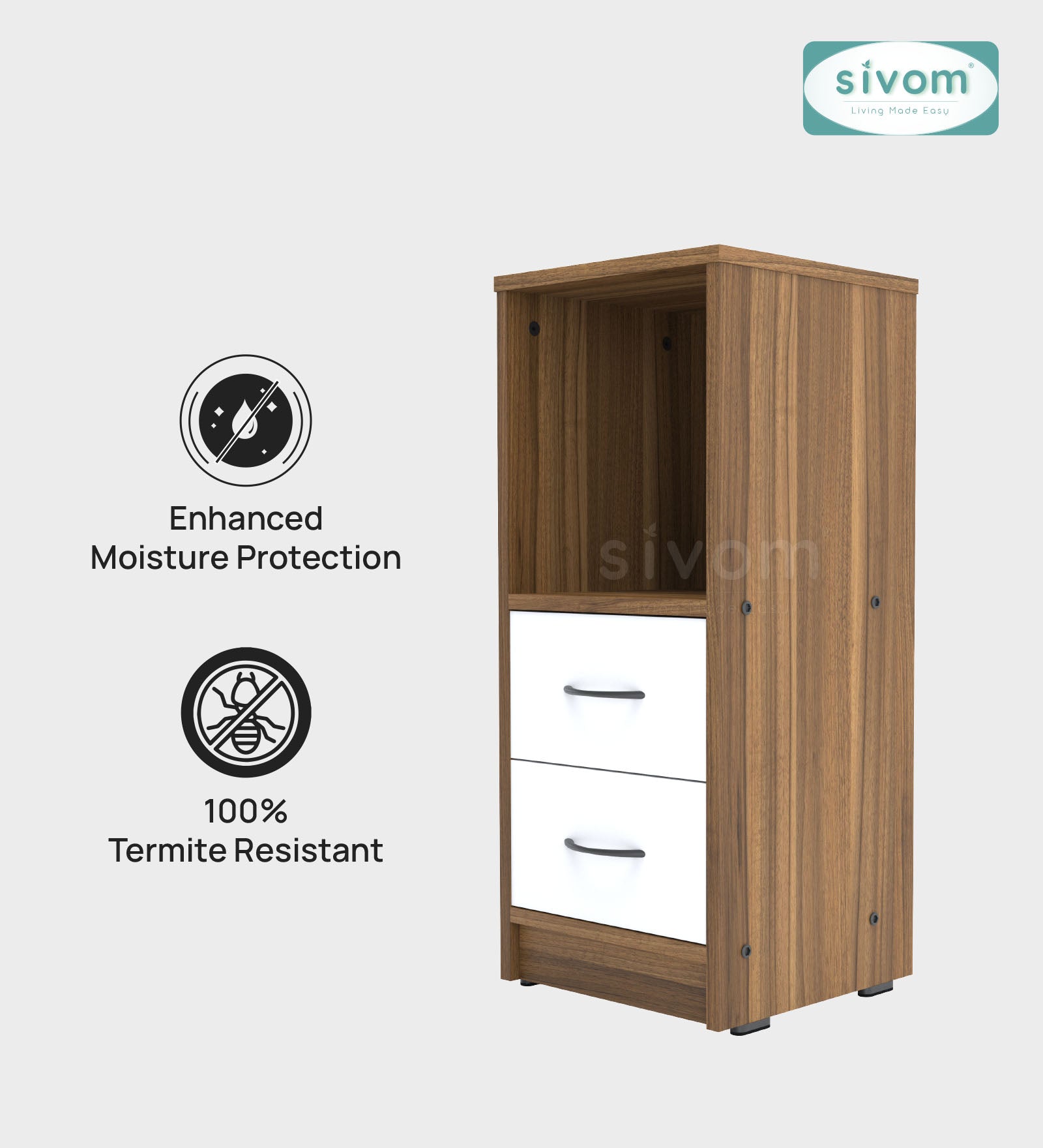 Sivom SIVOM Livi Multipurpose Storage Unit/ Engineered Wood Free Standing Cabinet for Modern Homes | Elegant Design & Premium Finish