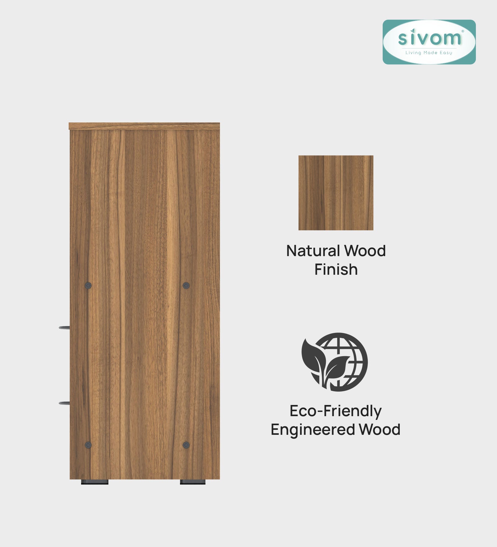 Sivom SIVOM Livi Multipurpose Storage Unit/ Engineered Wood Free Standing Cabinet for Modern Homes | Elegant Design & Premium Finish