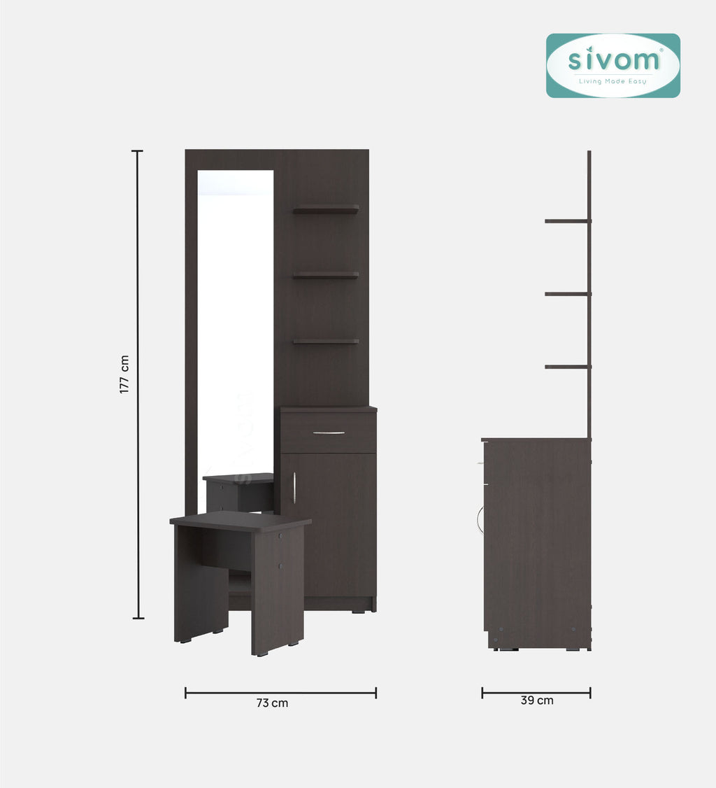 Sivom SIVOM Logic Dressing Table with Stool Engineered Wood Dressing Table for Modern Homes | Elegant Design & Premium Finish