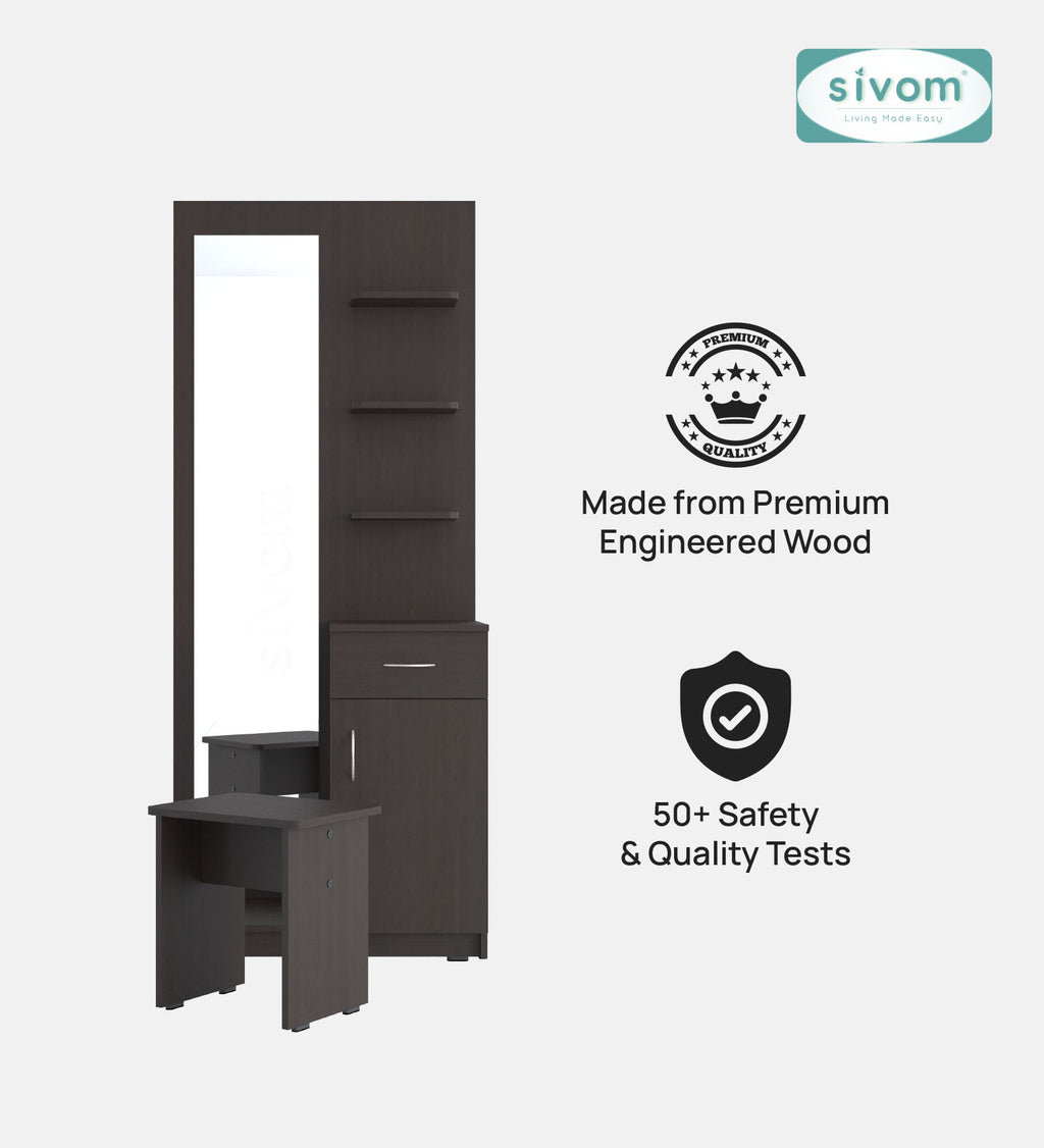 Sivom SIVOM Logic Dressing Table with Stool Engineered Wood Dressing Table for Modern Homes | Elegant Design & Premium Finish