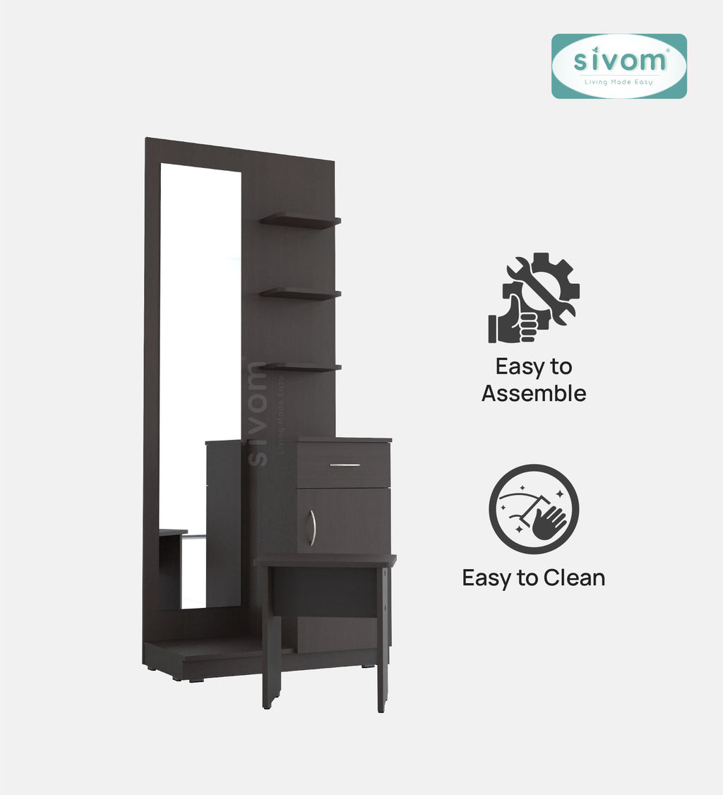 Sivom SIVOM Logic Dressing Table with Stool Engineered Wood Dressing Table for Modern Homes | Elegant Design & Premium Finish