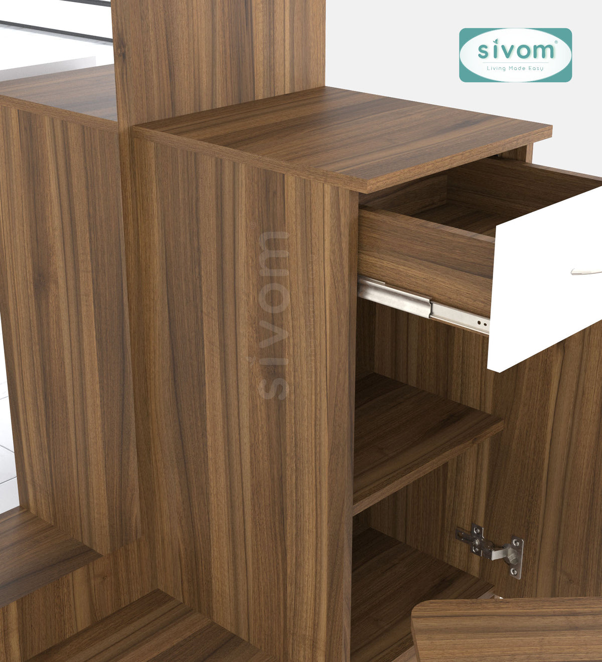 Sivom SIVOM Logic Dressing Table with Stool Engineered Wood Dressing Table for Modern Homes | Elegant Design & Premium Finish