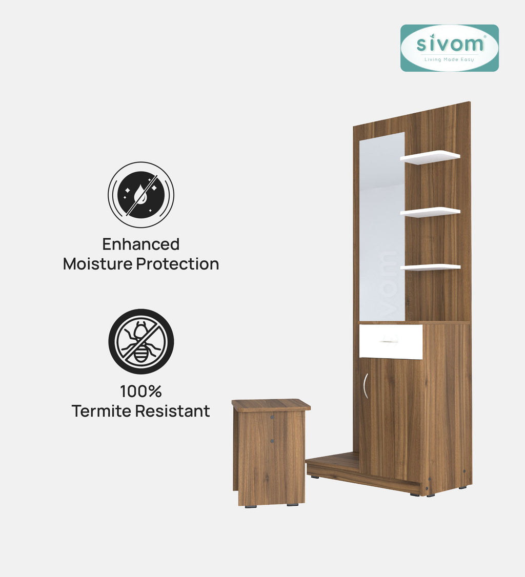 Sivom SIVOM Logic Dressing Table with Stool Engineered Wood Dressing Table for Modern Homes | Elegant Design & Premium Finish