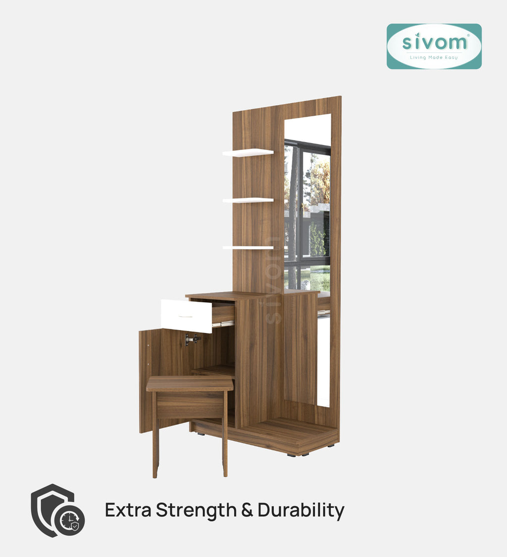 Sivom SIVOM Logic Dressing Table with Stool Engineered Wood Dressing Table for Modern Homes | Elegant Design & Premium Finish