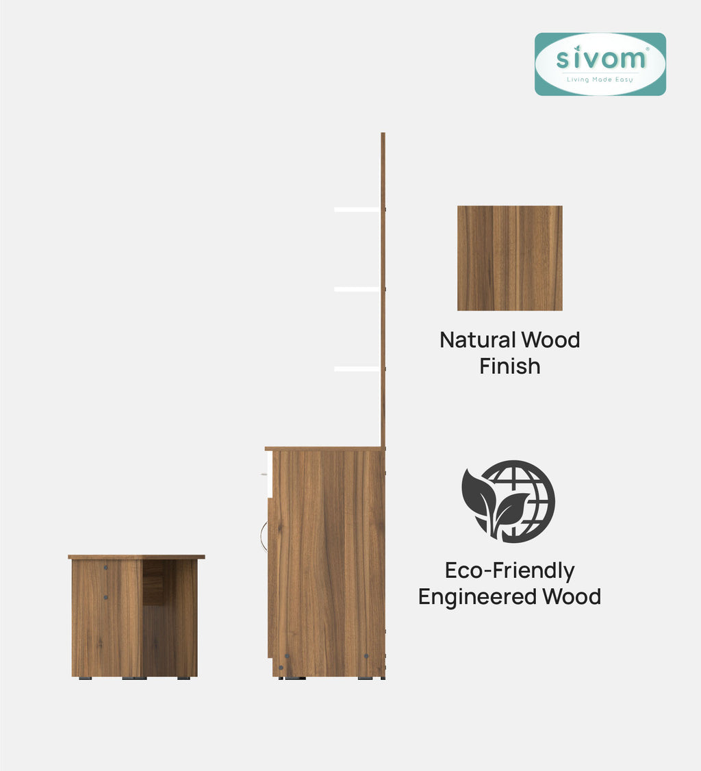 Sivom SIVOM Logic Dressing Table with Stool Engineered Wood Dressing Table for Modern Homes | Elegant Design & Premium Finish