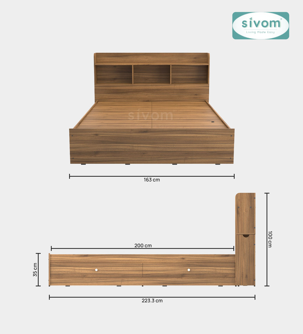Sivom SIVOM Acasa Box Bed with Storage Engineered Wood Queen Box Bed for Modern Homes | Elegant Design & Premium Finish