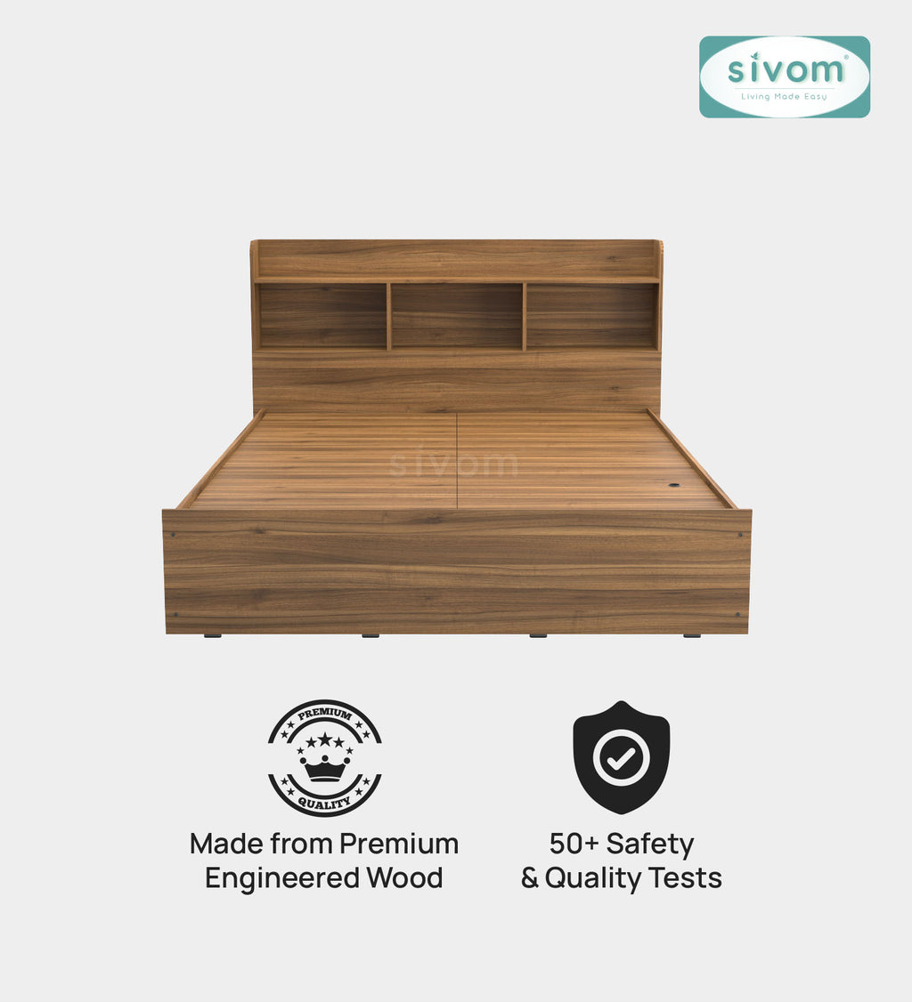 Sivom SIVOM Acasa Box Bed with Storage Engineered Wood Queen Box Bed for Modern Homes | Elegant Design & Premium Finish
