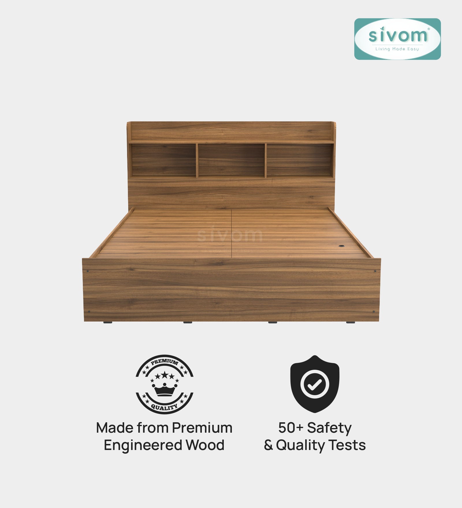 Sivom SIVOM Acasa Box Bed with Storage Engineered Wood Queen Box Bed for Modern Homes | Elegant Design & Premium Finish