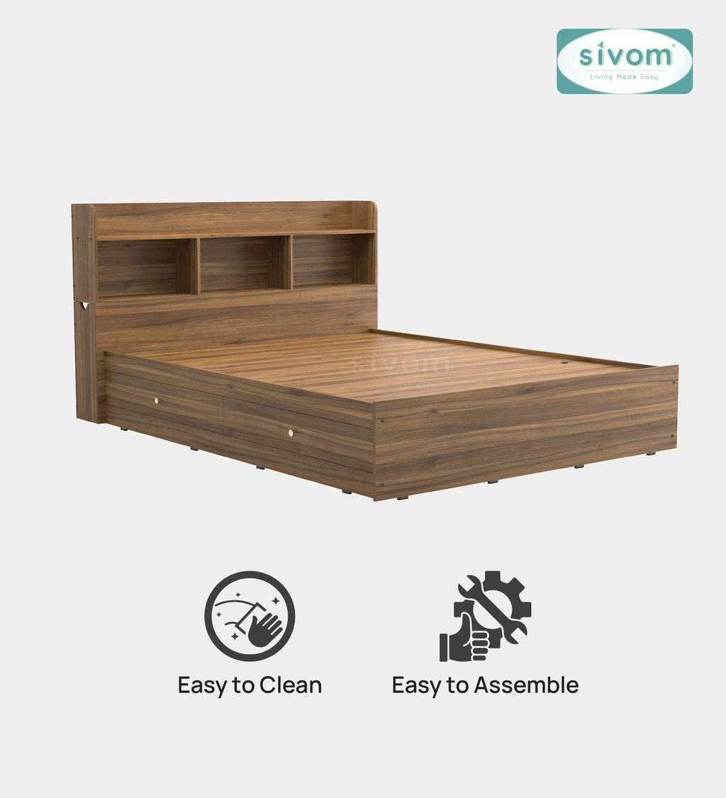 Sivom SIVOM Acasa Box Bed with Storage Engineered Wood Queen Box Bed for Modern Homes | Elegant Design & Premium Finish