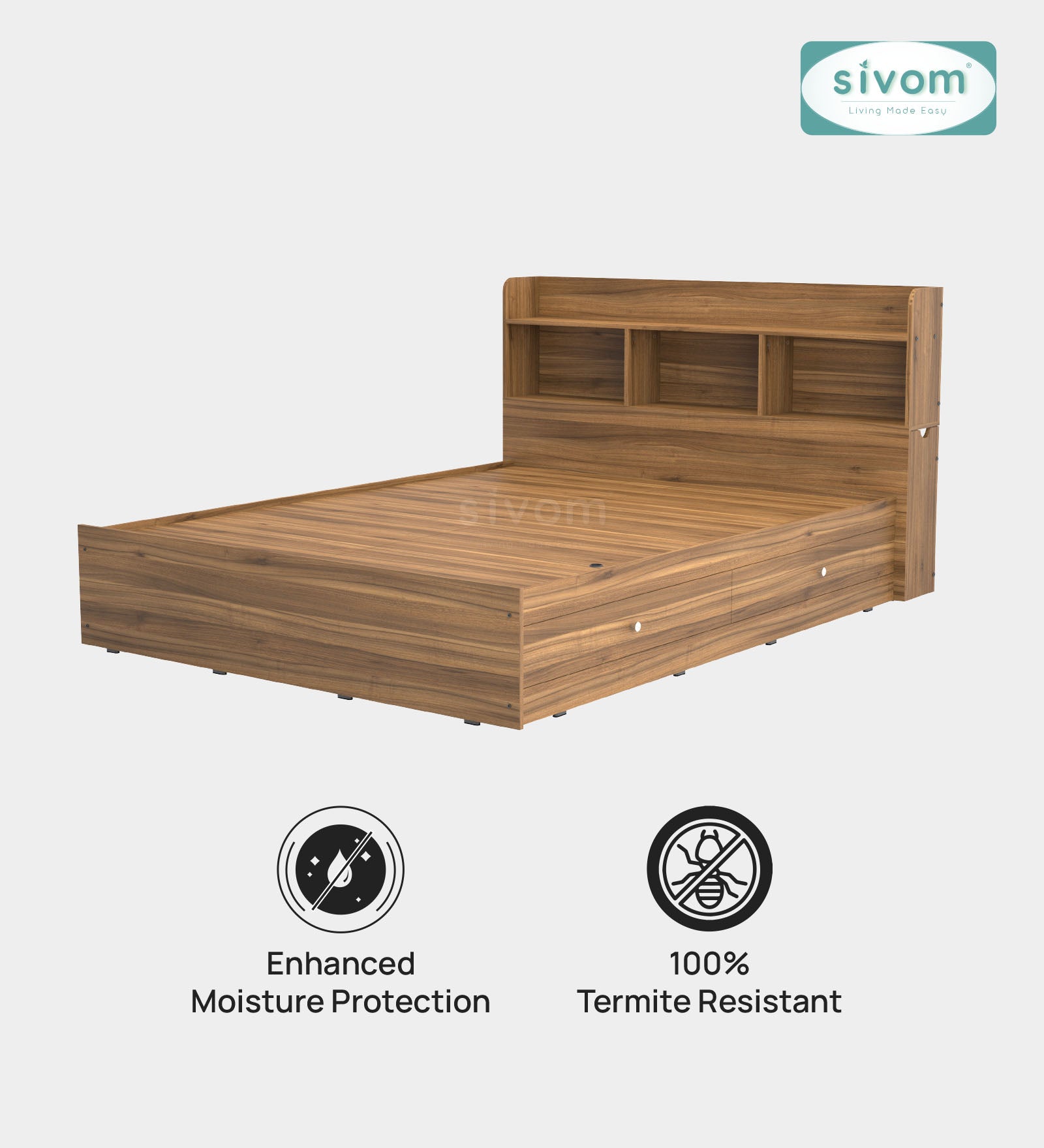 Sivom SIVOM Acasa Box Bed with Storage Engineered Wood Queen Box Bed for Modern Homes | Elegant Design & Premium Finish