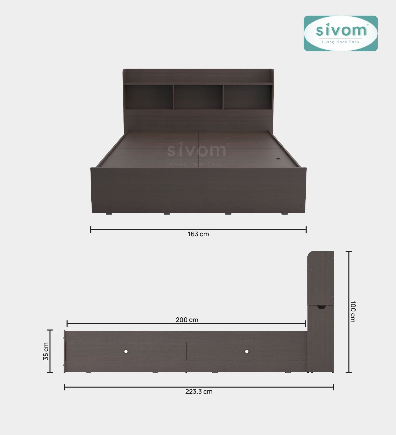 Sivom SIVOM Acasa Box Bed with Storage Engineered Wood Queen Box Bed for Modern Homes | Elegant Design & Premium Finish