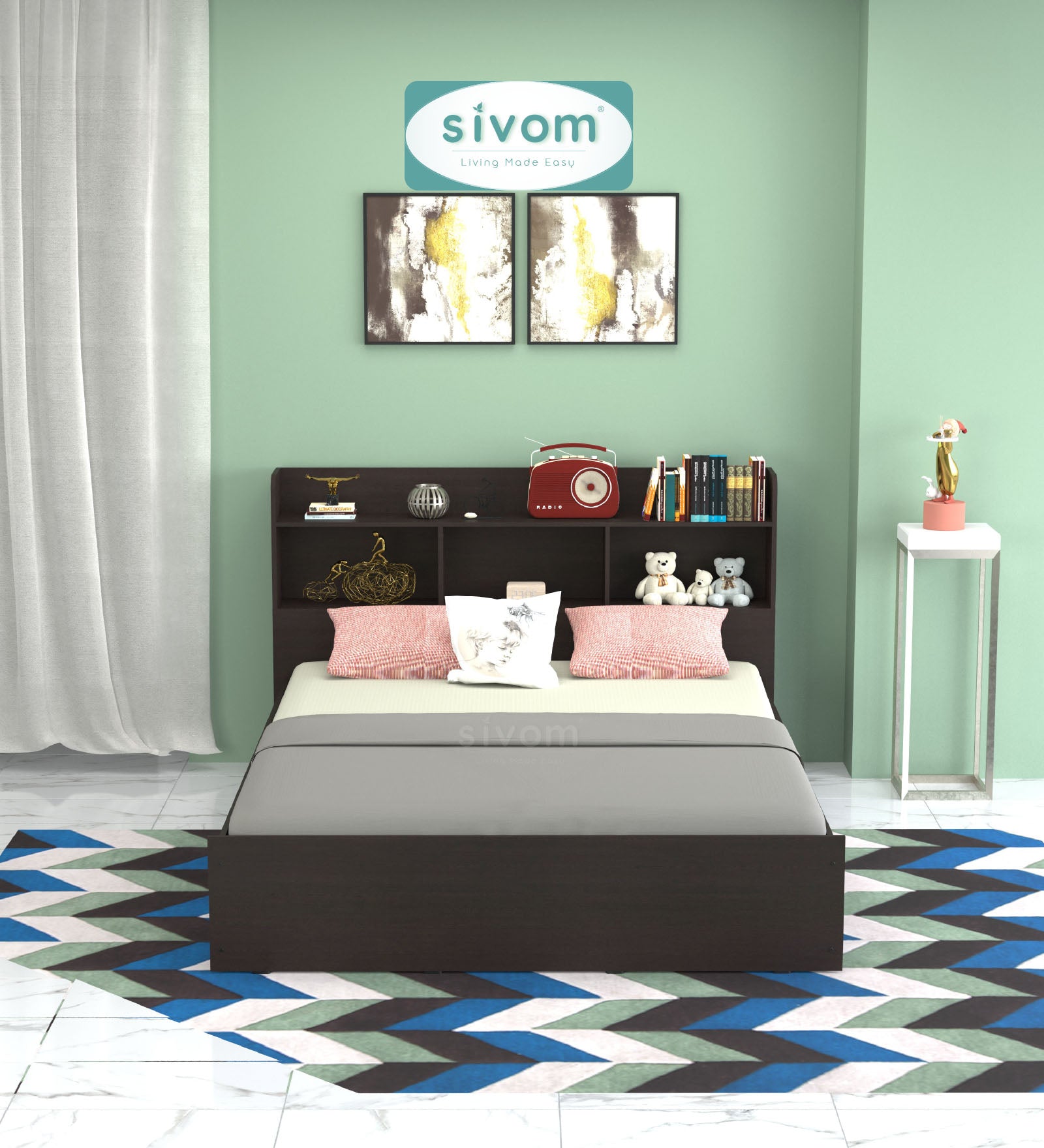 Sivom SIVOM Acasa Box Bed with Storage Engineered Wood Queen Box Bed for Modern Homes | Elegant Design & Premium Finish