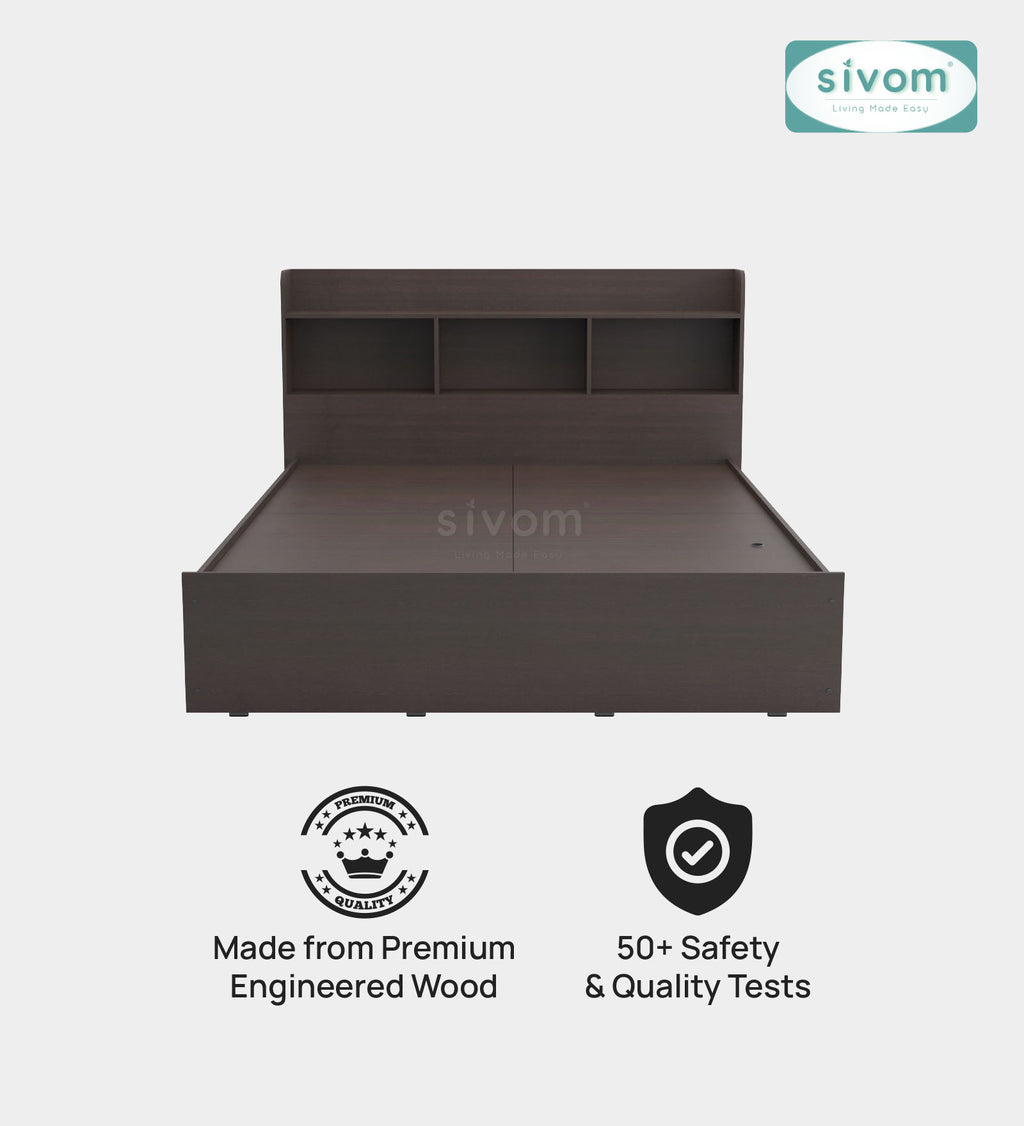 Sivom SIVOM Acasa Box Bed with Storage Engineered Wood Queen Box Bed for Modern Homes | Elegant Design & Premium Finish