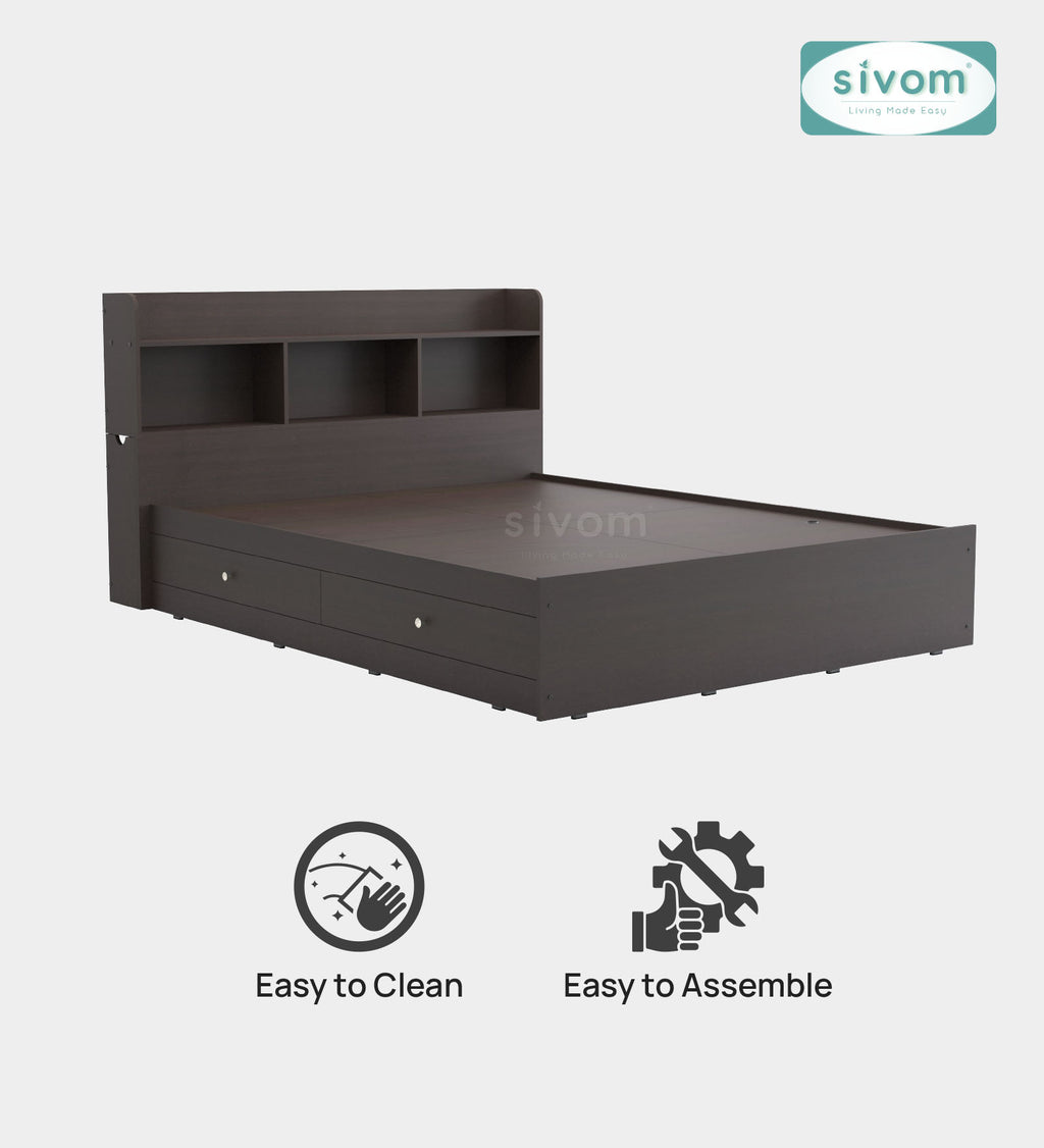 Sivom SIVOM Acasa Box Bed with Storage Engineered Wood Queen Box Bed for Modern Homes | Elegant Design & Premium Finish