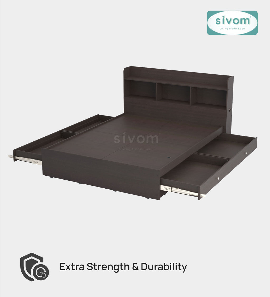 Sivom SIVOM Acasa Box Bed with Storage Engineered Wood Queen Box Bed for Modern Homes | Elegant Design & Premium Finish