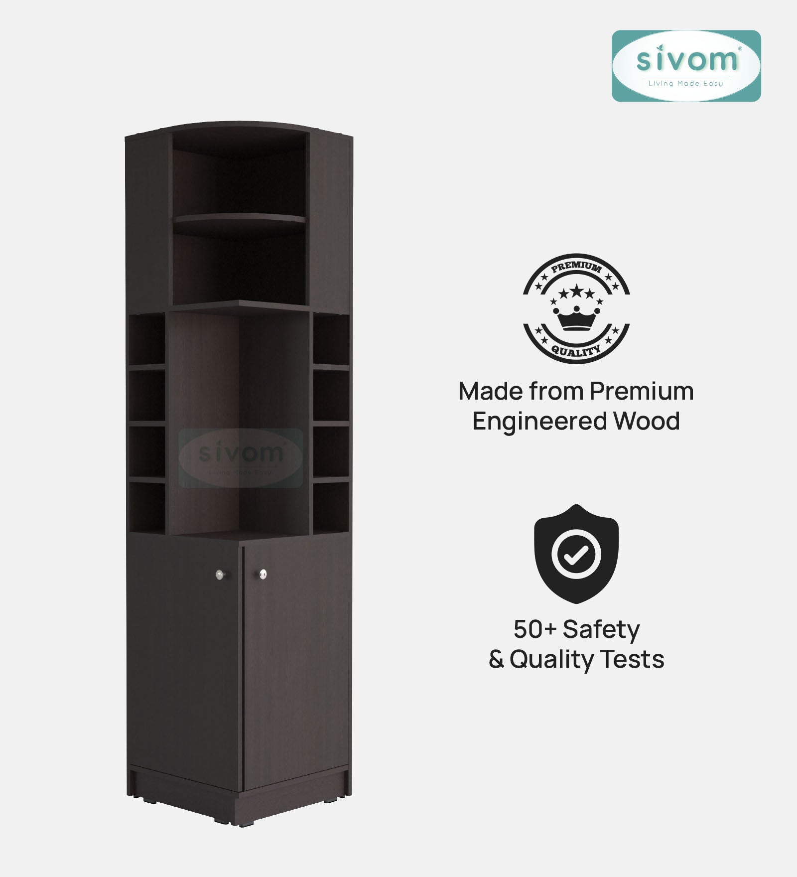 Sivom SIVOM Luxe Bar unit for Home/Bar Engineered Wood Bar Cabinet for Modern Homes | Elegant Design & Premium Finish