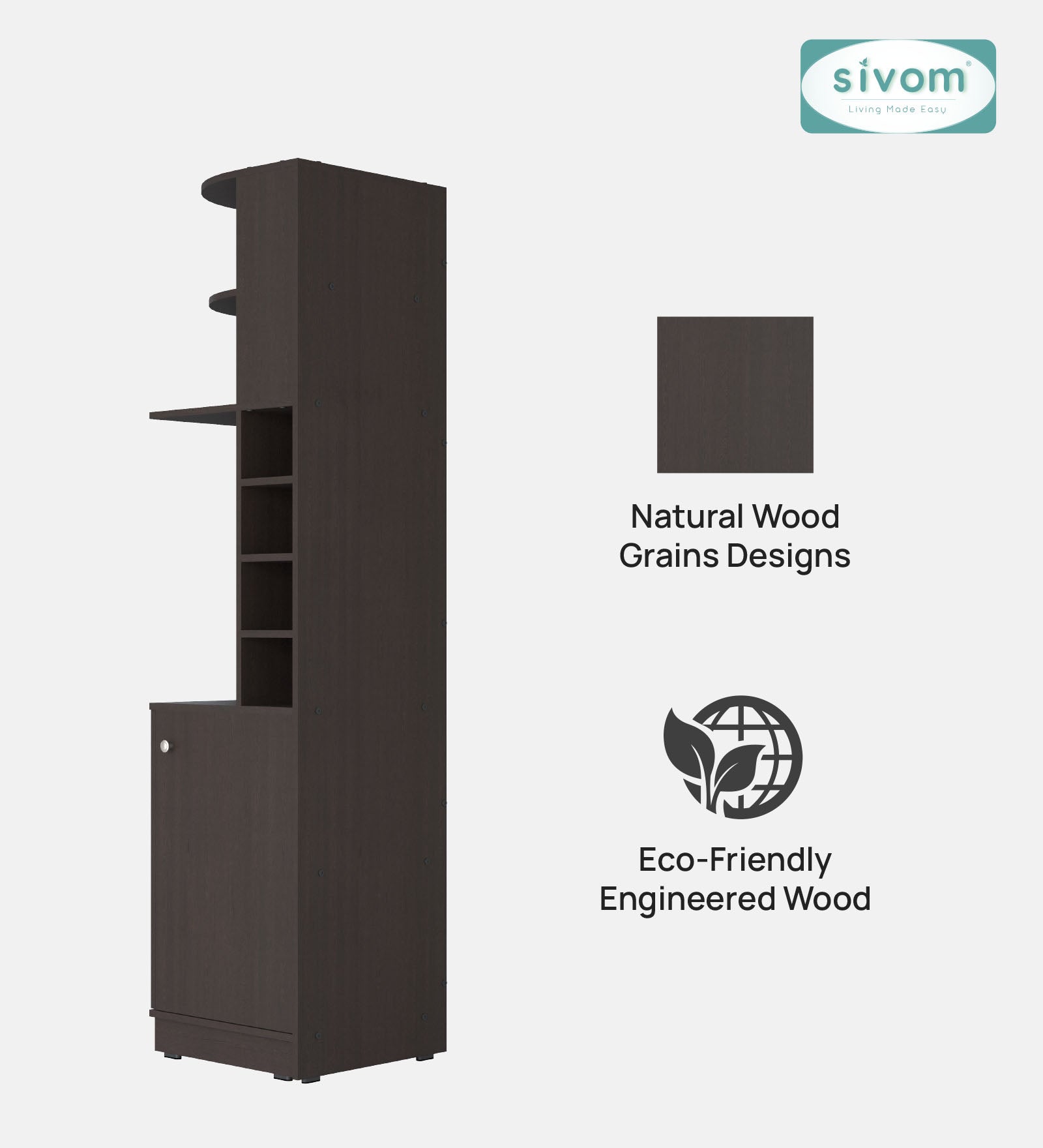 Sivom SIVOM Luxe Bar unit for Home/Bar Engineered Wood Bar Cabinet for Modern Homes | Elegant Design & Premium Finish
