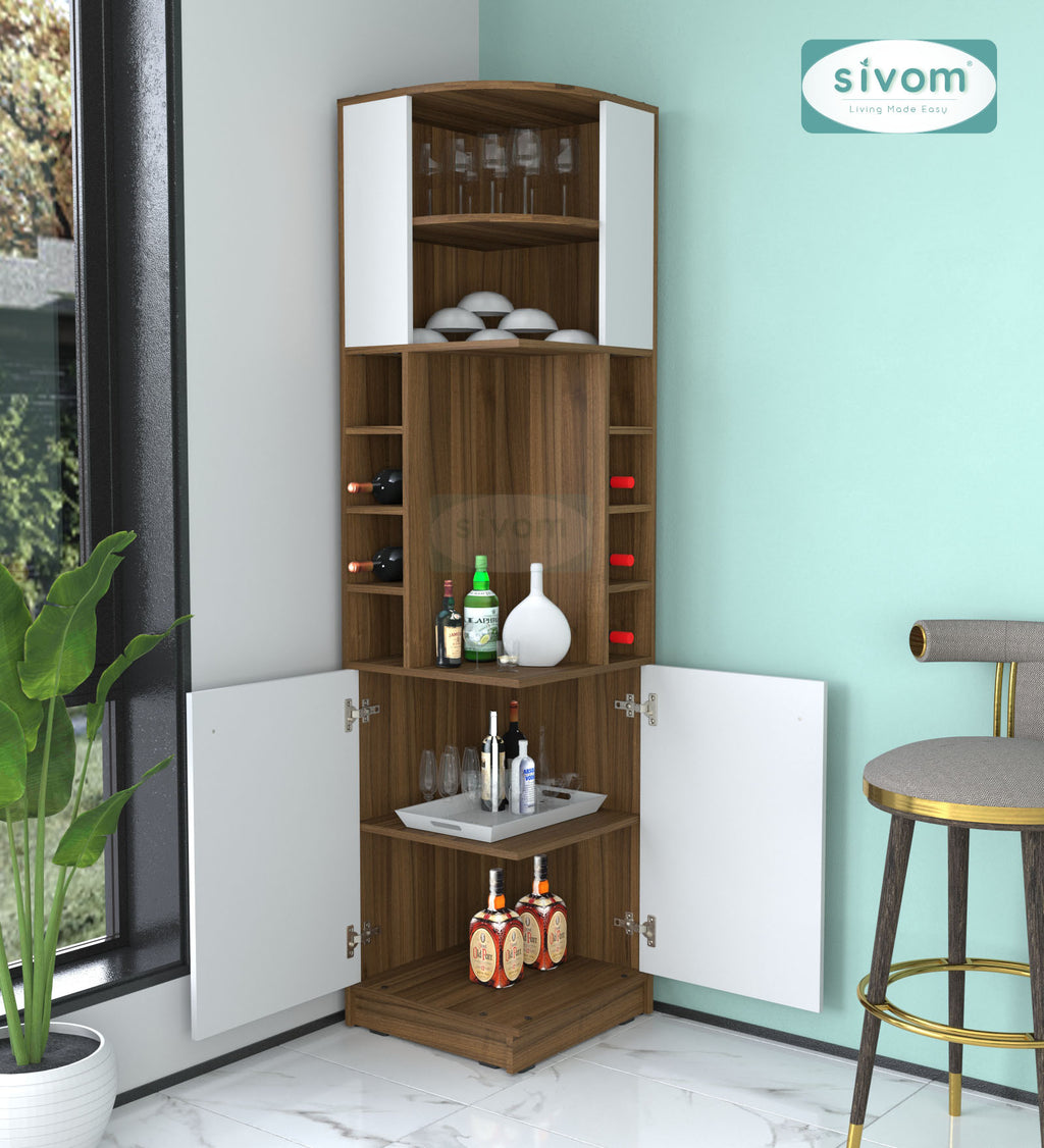 Sivom SIVOM Luxe Bar unit for Home/Bar Engineered Wood Bar Cabinet for Modern Homes | Elegant Design & Premium Finish