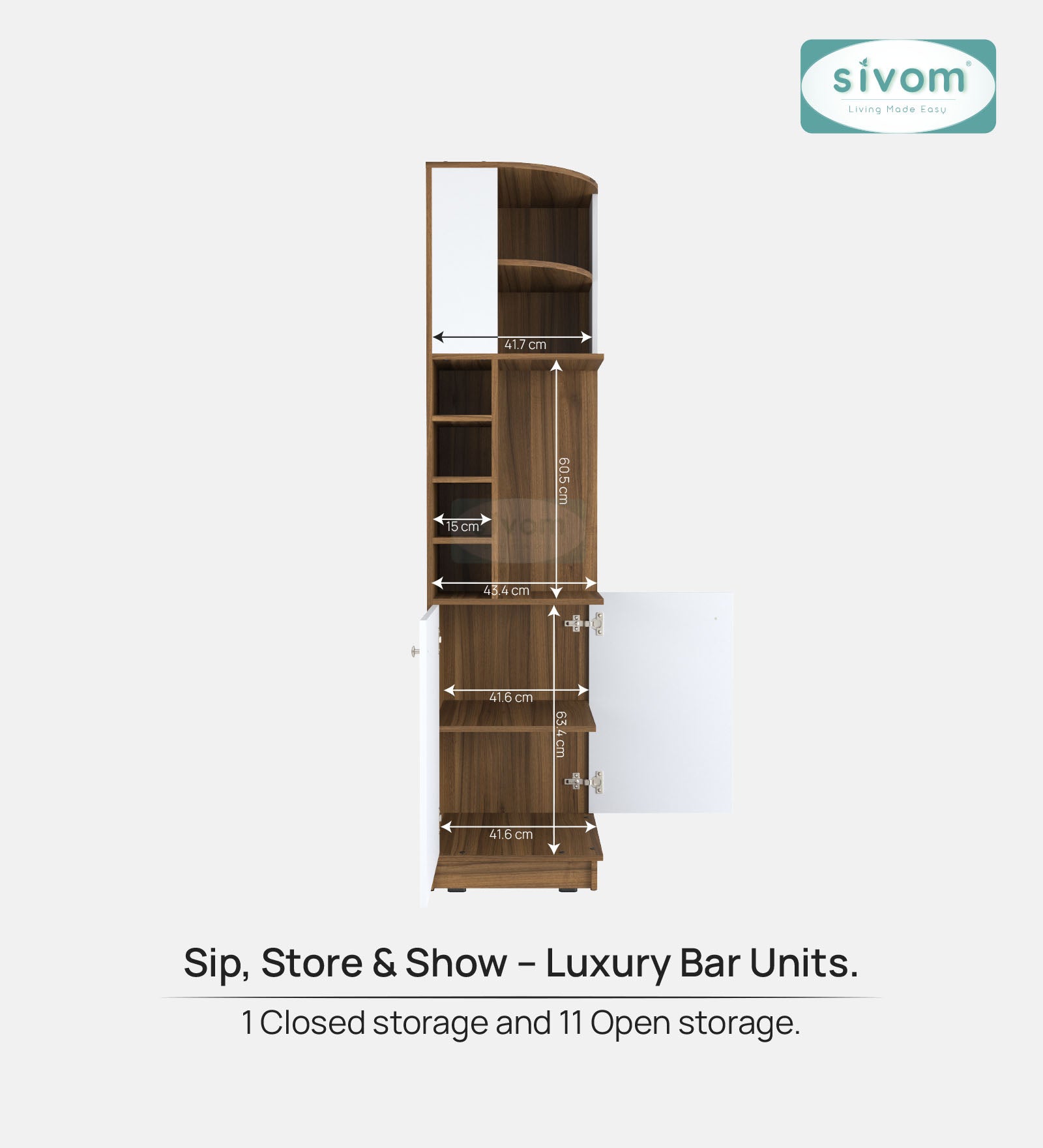 Sivom SIVOM Luxe Bar unit for Home/Bar Engineered Wood Bar Cabinet for Modern Homes | Elegant Design & Premium Finish