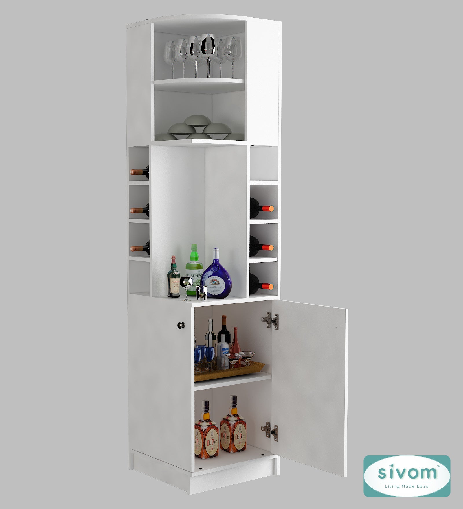 Sivom SIVOM Luxe Bar unit for Home/Bar Engineered Wood Bar Cabinet for Modern Homes | Elegant Design & Premium Finish