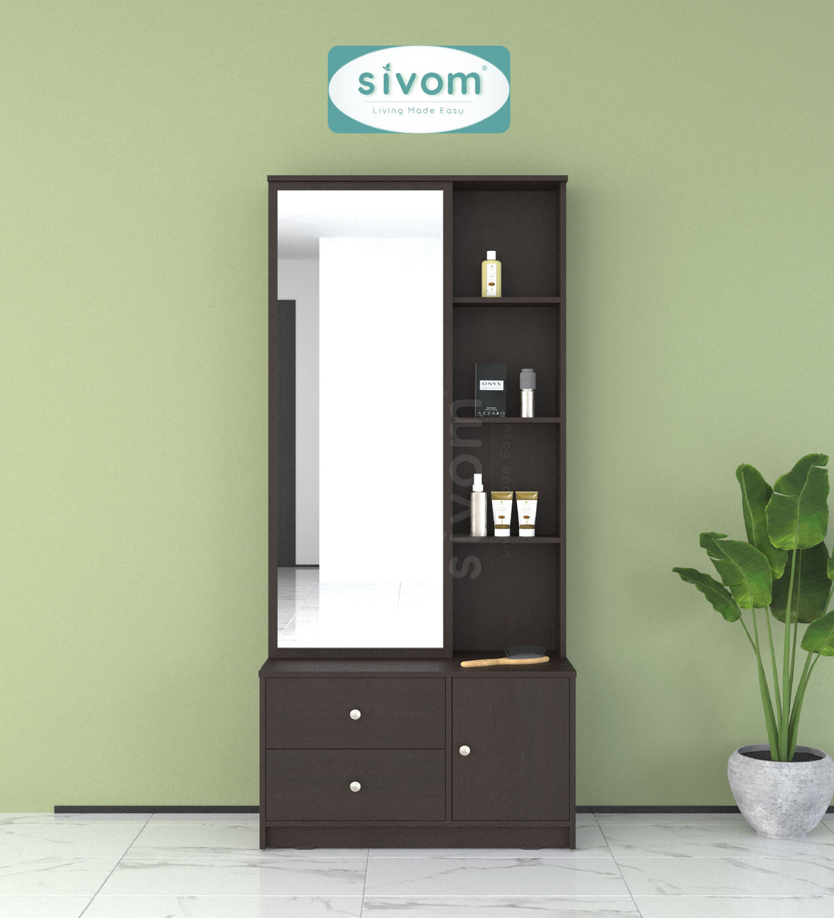 Sivom furniture SIVOM Larys Dressing Table with Stool Engineered Wood Dressing Table for Modern Homes | Elegant Design & Premium Finish