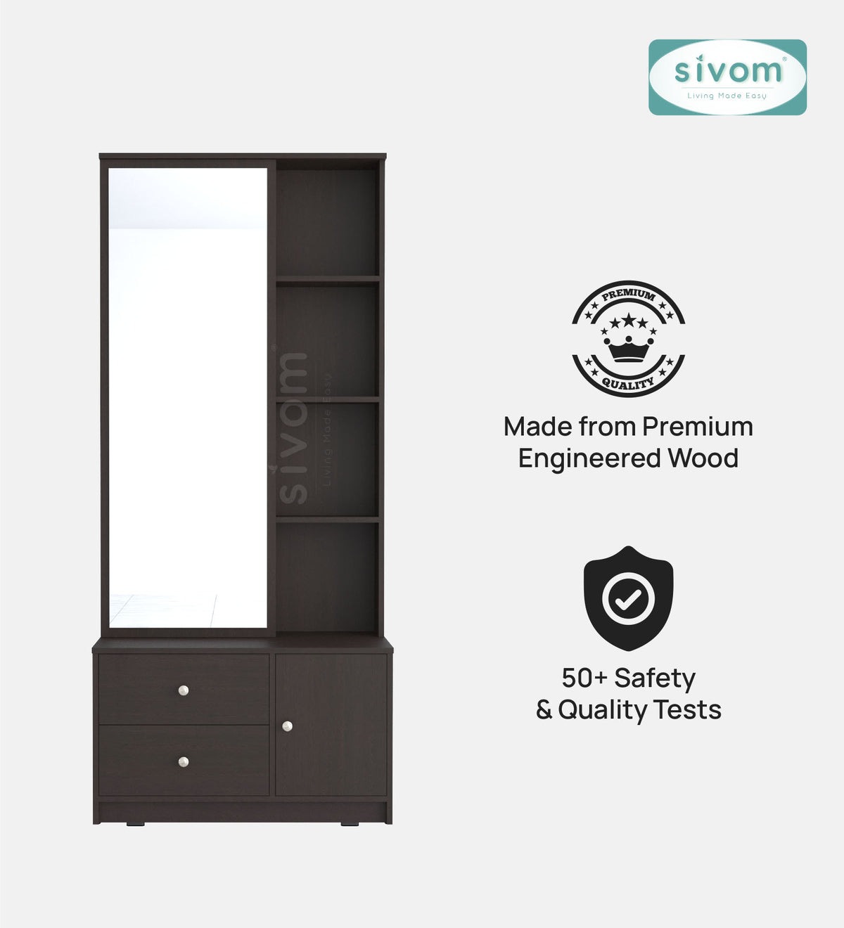 Sivom furniture SIVOM Larys Dressing Table with Stool Engineered Wood Dressing Table for Modern Homes | Elegant Design & Premium Finish