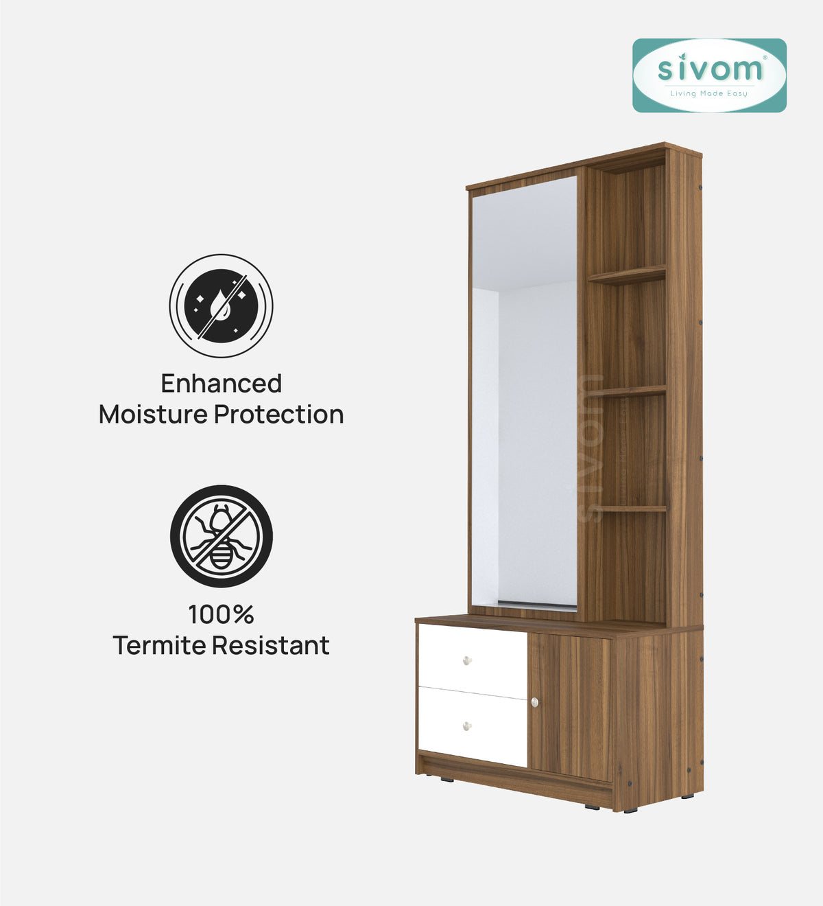 Sivom furniture SIVOM Larys Dressing Table with Stool Engineered Wood Dressing Table for Modern Homes | Elegant Design & Premium Finish