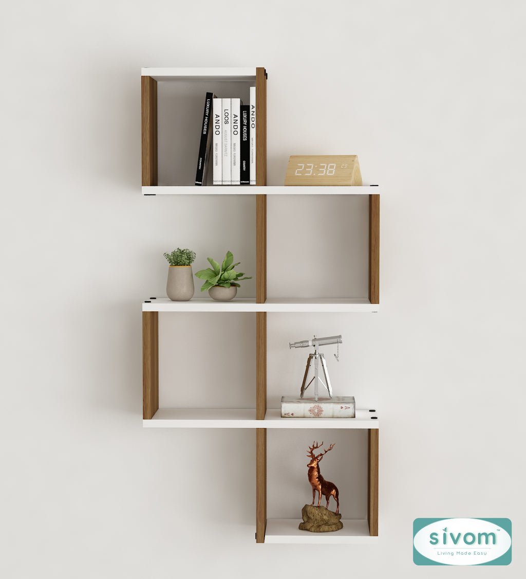 Sivom SIVOM AURA Multipurpose Modular Wall Racks/Shelves/Organiser/Décor Particle Board Wall Shelf (Number of Shelves - 7, ) for Modern Homes | Elegant Design & Premium Finish