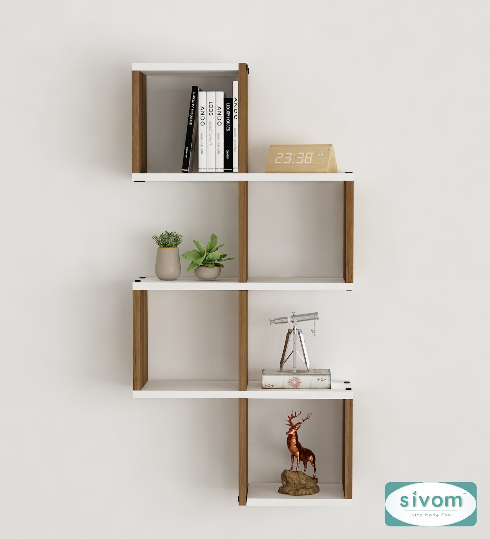 Sivom SIVOM AURA Multipurpose Modular Wall Racks/Shelves/Organiser/Décor Particle Board Wall Shelf (Number of Shelves - 7, ) for Modern Homes | Elegant Design & Premium Finish