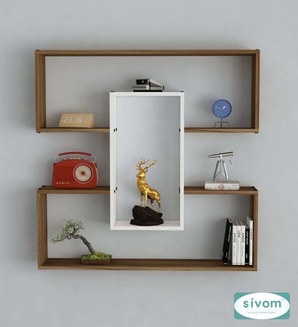 Sivom SIVOM MIZZ Multipurpose Modular Wall Racks/Shelves/Organiser/Décor Particle Board Wall Shelf (Number of Shelves - 6, ) for Modern Homes | Elegant Design & Premium Finish