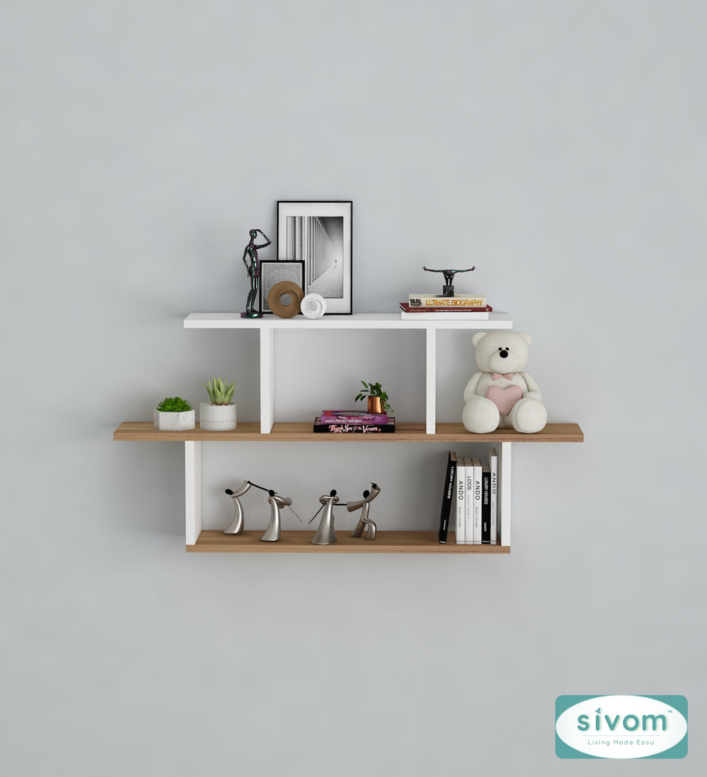 Sivom SIVOM ETHAN Multipurpose Modular Wall Racks/Shelves/Organiser/Décor Particle Board Wall Shelf (Number of Shelves - 5, ) for Modern Homes | Elegant Design & Premium Finish