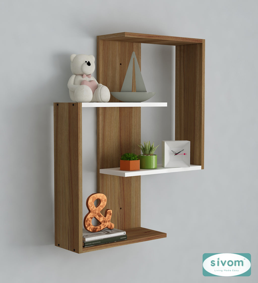 Sivom SIVOM ALEN Multipurpose Modular Wall Racks/Shelves/Organiser/Décor Particle Board Wall Shelf (Number of Shelves - 4, ) for Modern Homes | Elegant Design & Premium Finish