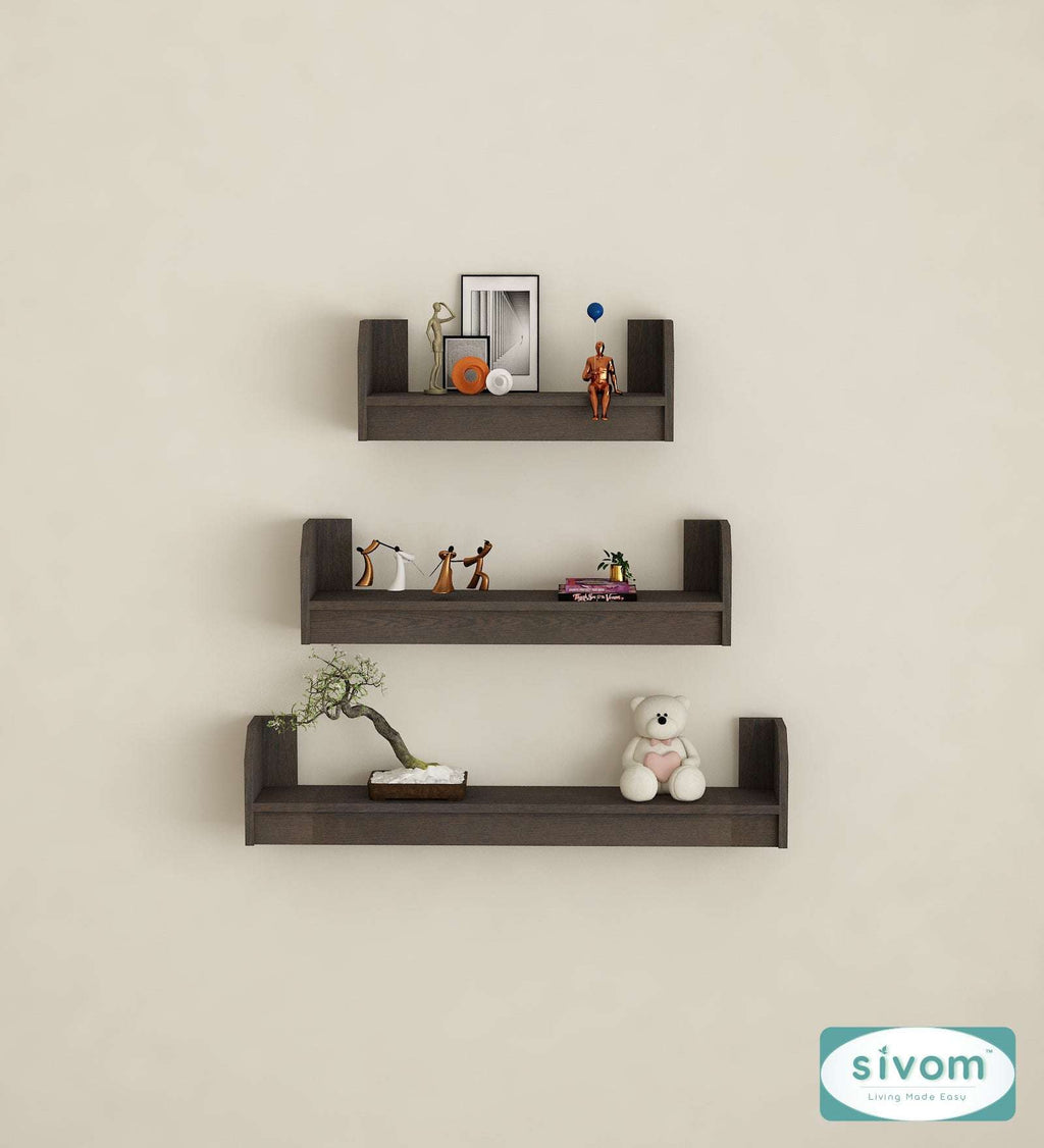 Sivom SIVOM REMI Multipurpose Modular Wall Racks/Shelves/Organiser/Décor Particle Board Wall Shelf (Number of Shelves - 3, ) for Modern Homes | Elegant Design & Premium Finish