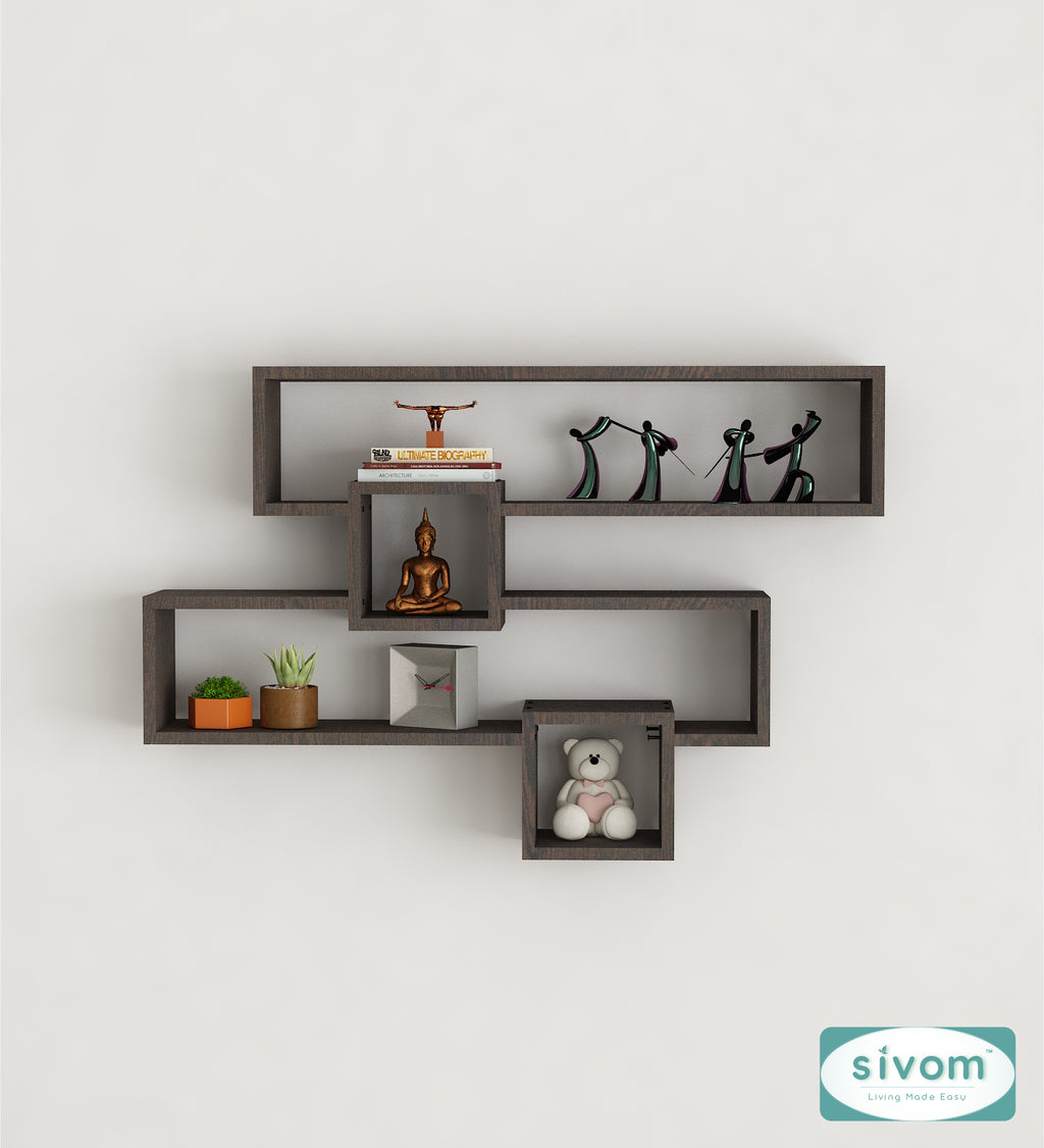 Sivom SIVOM CLAY Multipurpose Modular Wall Racks/Shelves/Organiser/Décor Particle Board Wall Shelf (Number of Shelves - 4, ) for Modern Homes | Elegant Design & Premium Finish