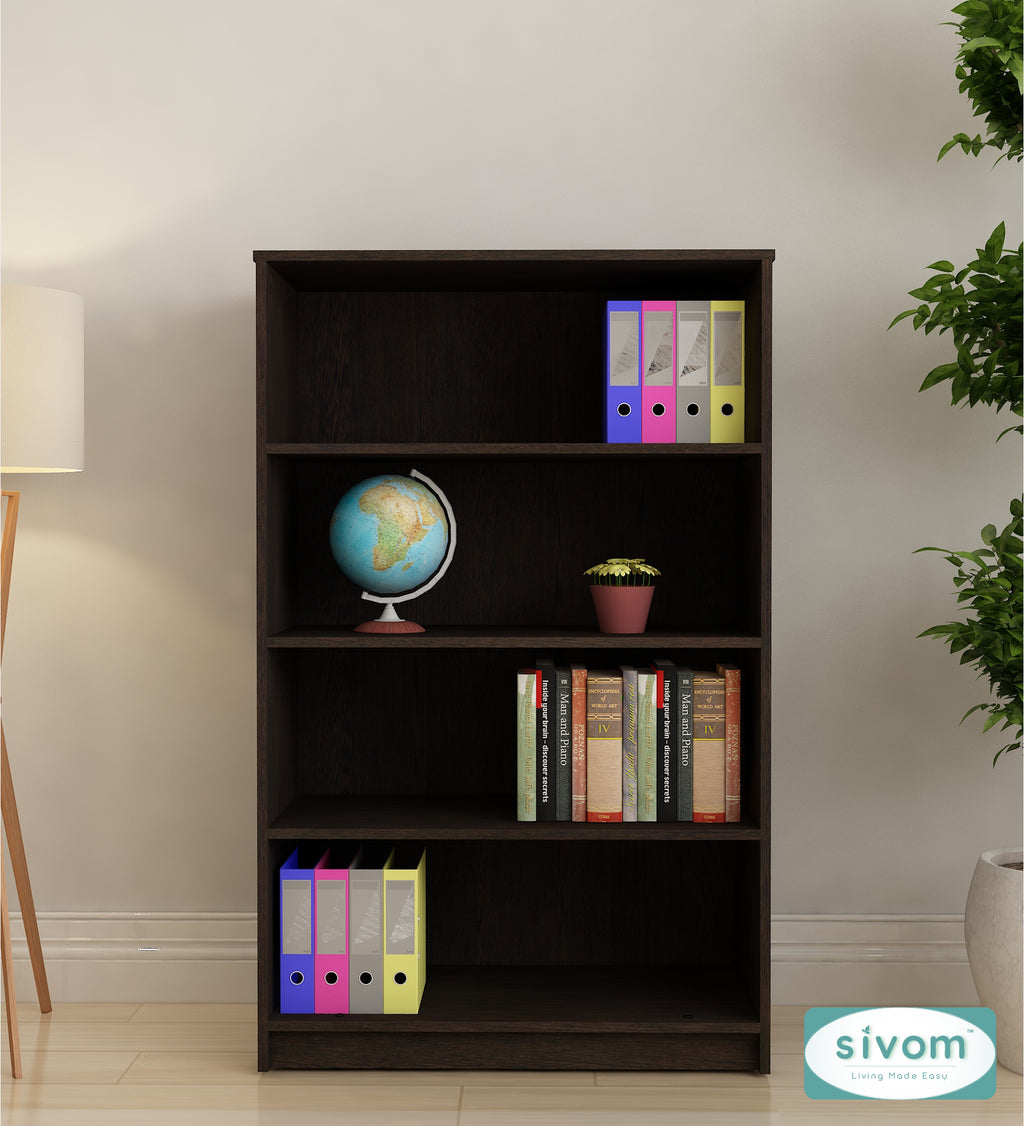 Sivom SIVOM Urbane Multipurpose Storage Rack/Study/Home/Office Engineered Wood Open Book Shelf (Finish Color - Dark Wenge, Knock Down) for Modern Homes | Elegant Design & Premium Finish