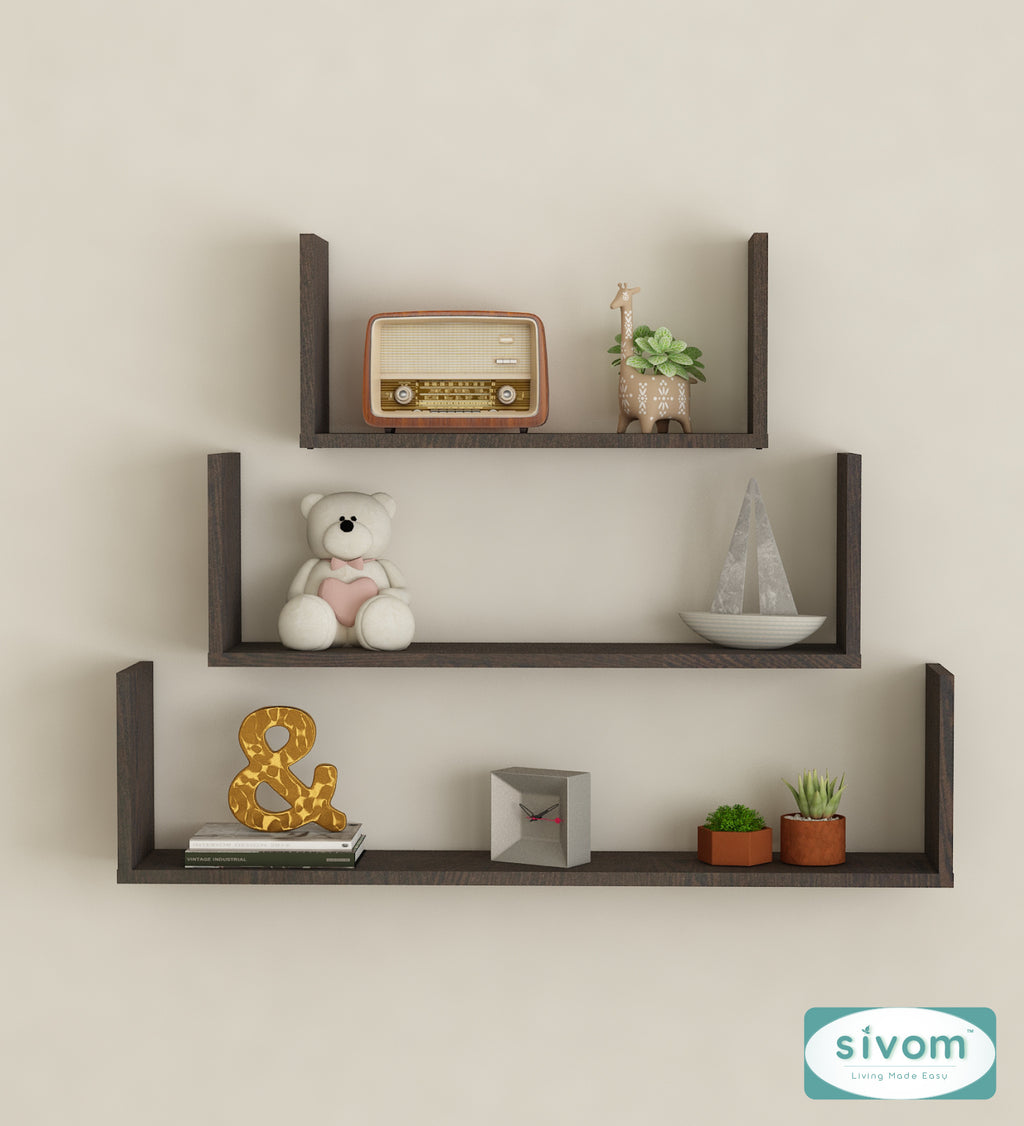 Sivom SIVOM KITE Multipurpose Modular Wall Racks/Shelves/Organiser/Décor Particle Board Wall Shelf (Number of Shelves - 3, ) for Modern Homes | Elegant Design & Premium Finish
