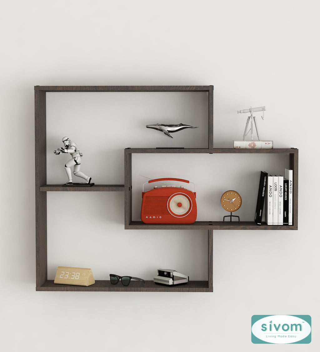 Sivom SIVOM CRIP Multipurpose Modular Wall Racks/Shelves/Organiser/Décor Particle Board Wall Shelf (Number of Shelves - 5, ) for Modern Homes | Elegant Design & Premium Finish