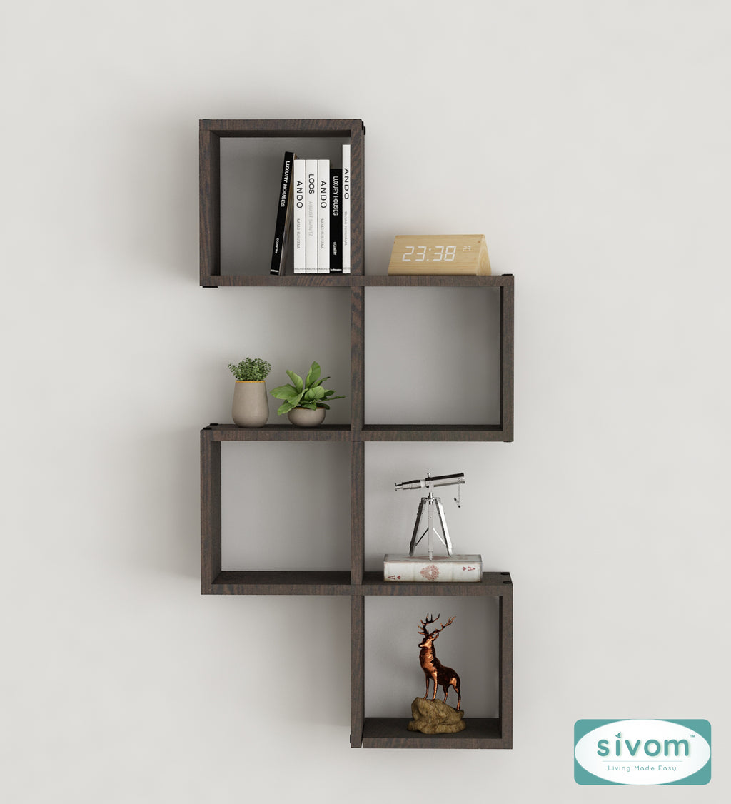 Sivom SIVOM AURA Multipurpose Modular Wall Racks/Shelves/Organiser/Décor Particle Board Wall Shelf (Number of Shelves - 7, ) for Modern Homes | Elegant Design & Premium Finish