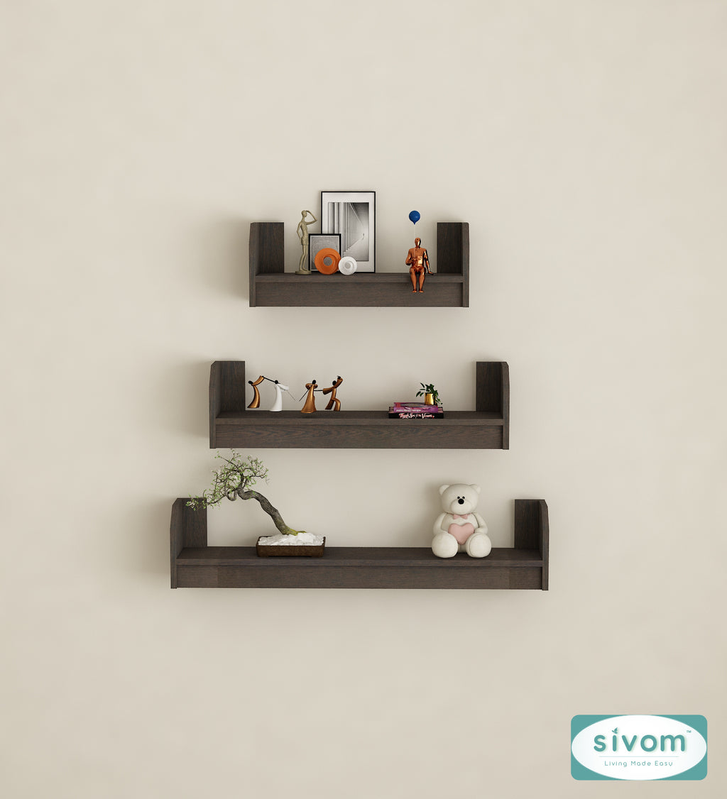 Sivom SIVOM REMI Multipurpose Modular Wall Racks/Shelves/Organiser/Décor Particle Board Wall Shelf (Number of Shelves - 3, ) for Modern Homes | Elegant Design & Premium Finish