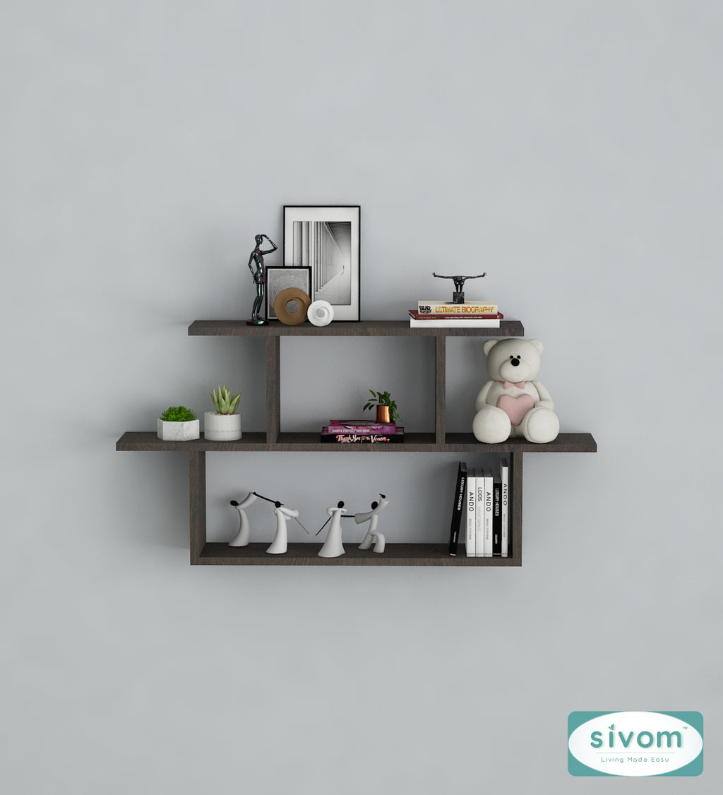 Sivom SIVOM ETHAN Multipurpose Modular Wall Racks/Shelves/Organiser/Décor Particle Board Wall Shelf (Number of Shelves - 5, ) for Modern Homes | Elegant Design & Premium Finish