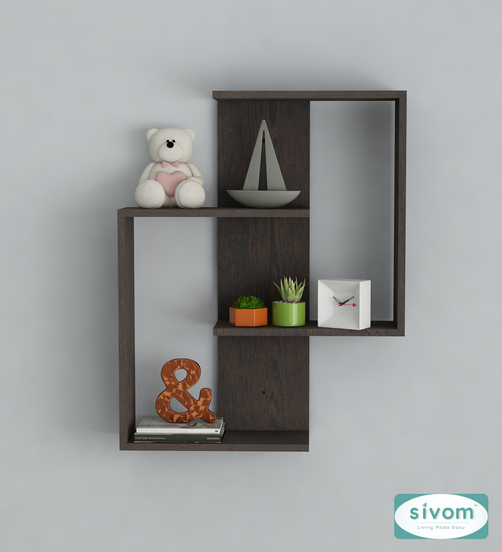 Sivom SIVOM ALEN Multipurpose Modular Wall Racks/Shelves/Organiser/Décor Particle Board Wall Shelf (Number of Shelves - 4, ) for Modern Homes | Elegant Design & Premium Finish