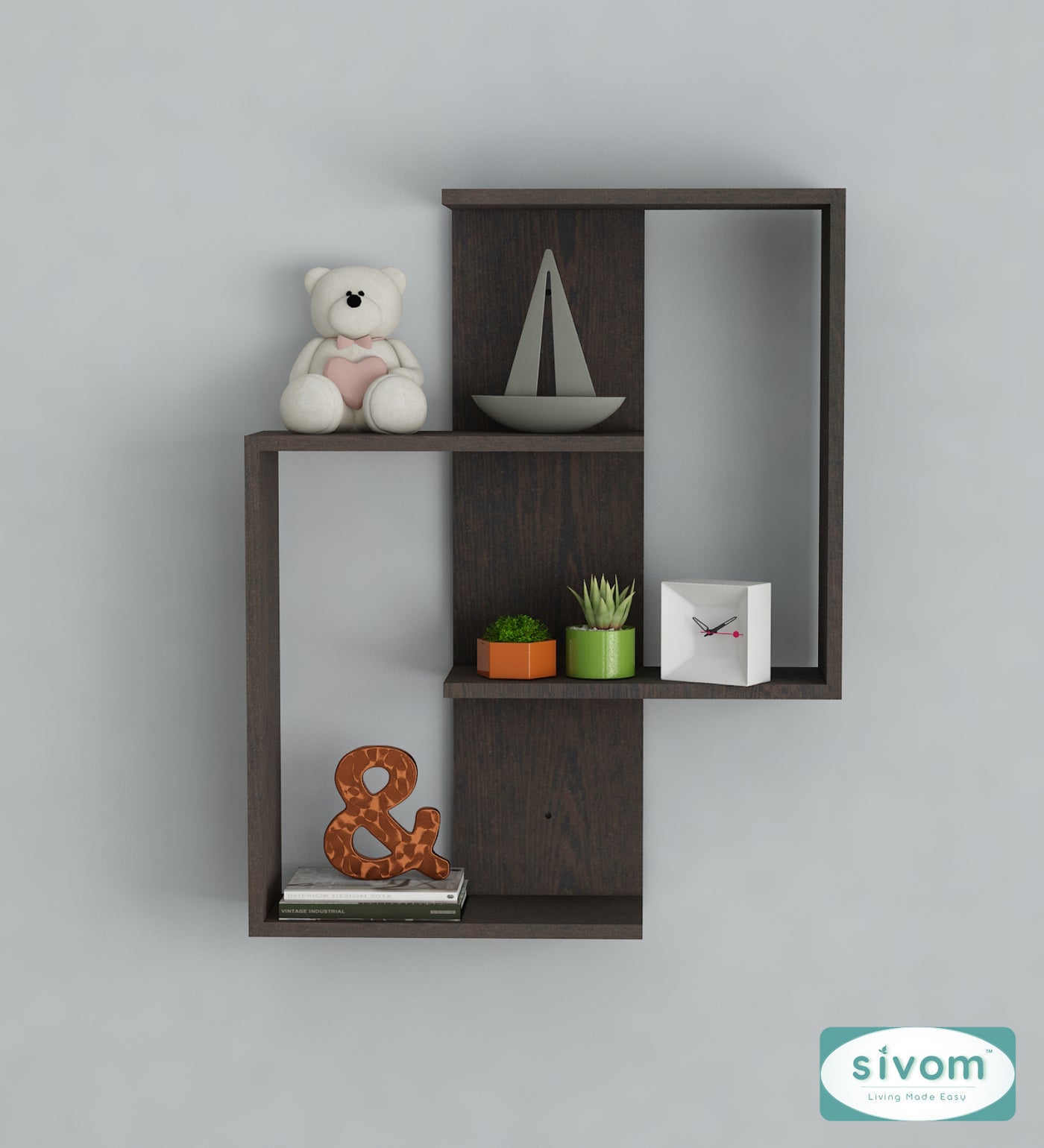 SIVOM ALEN Multipurpose Modular Wall Racks/Shelves/Organiser/Décor Particle Board Wall Shelf (Number of Shelves - 4, ) for Modern Homes | Elegant Design & Premium Finish