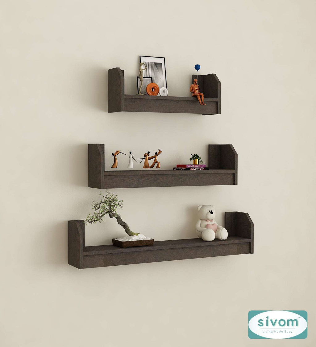 Sivom SIVOM REMI Multipurpose Modular Wall Racks/Shelves/Organiser/Décor Particle Board Wall Shelf (Number of Shelves - 3, ) for Modern Homes | Elegant Design & Premium Finish