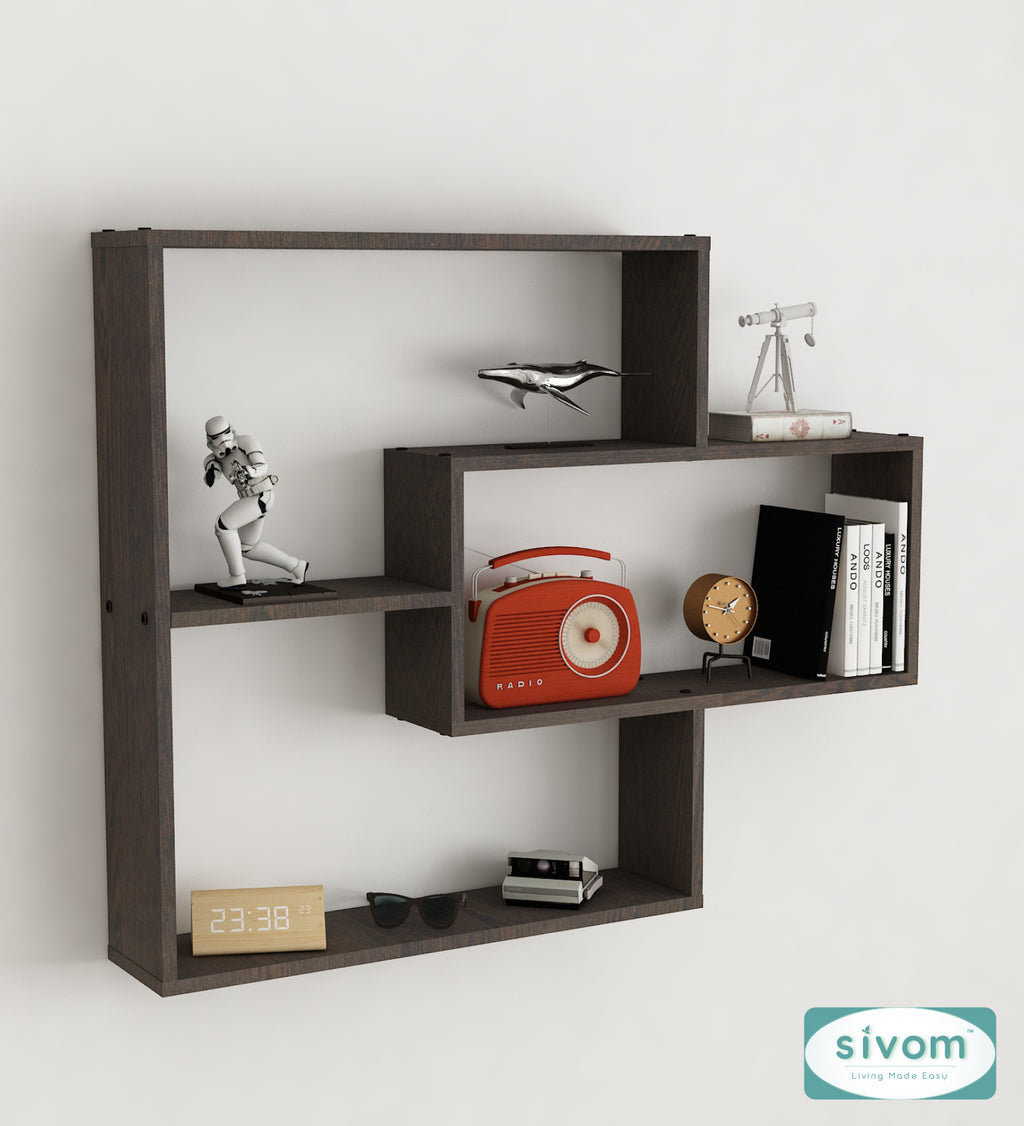 Sivom SIVOM CRIP Multipurpose Modular Wall Racks/Shelves/Organiser/Décor Particle Board Wall Shelf (Number of Shelves - 5, ) for Modern Homes | Elegant Design & Premium Finish