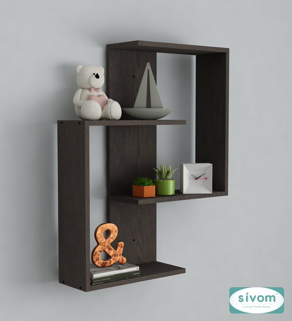 Sivom SIVOM ALEN Multipurpose Modular Wall Racks/Shelves/Organiser/Décor Particle Board Wall Shelf (Number of Shelves - 4, ) for Modern Homes | Elegant Design & Premium Finish